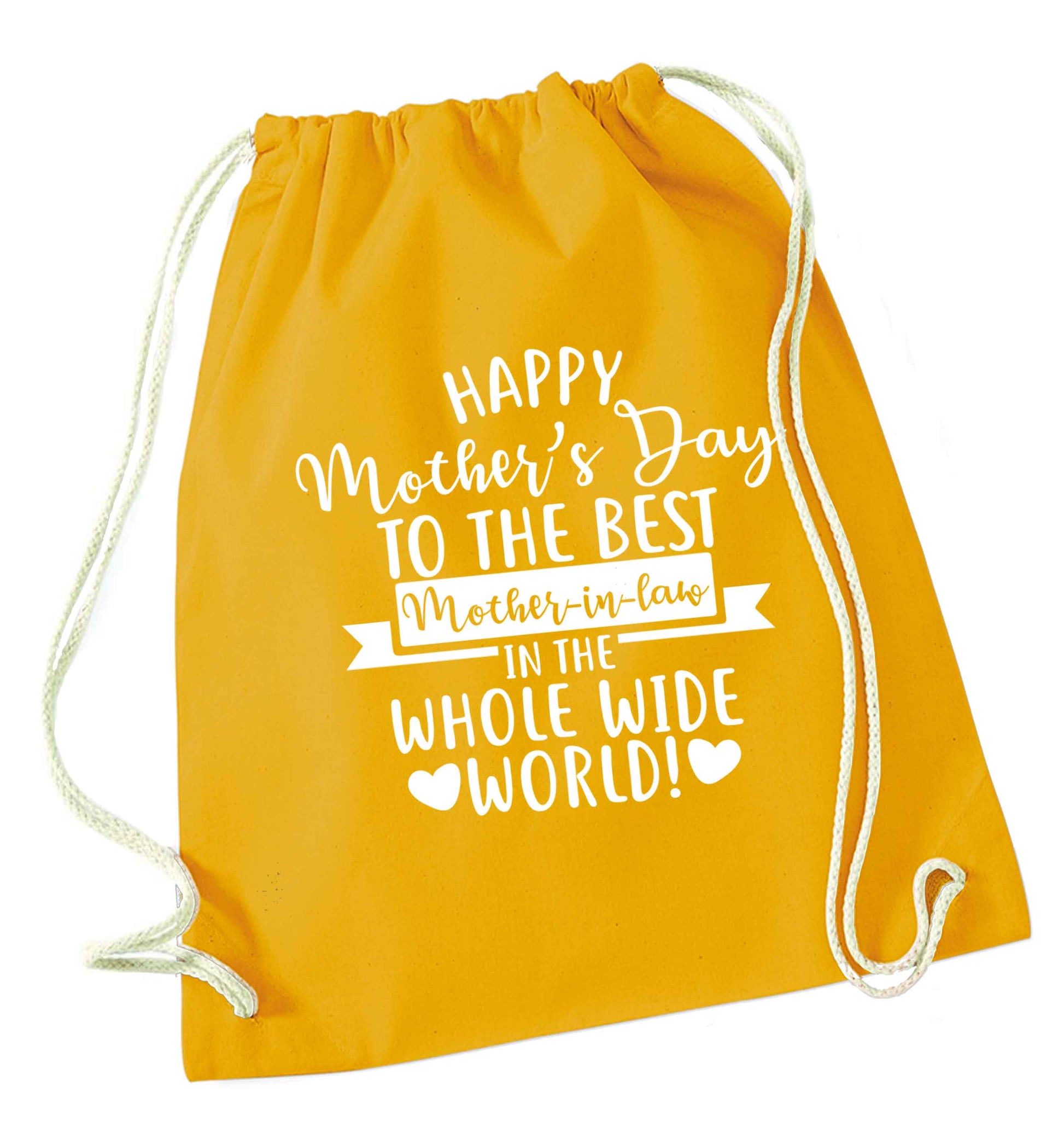 Happy mother's day to the best mother-in law in the world mustard drawstring bag