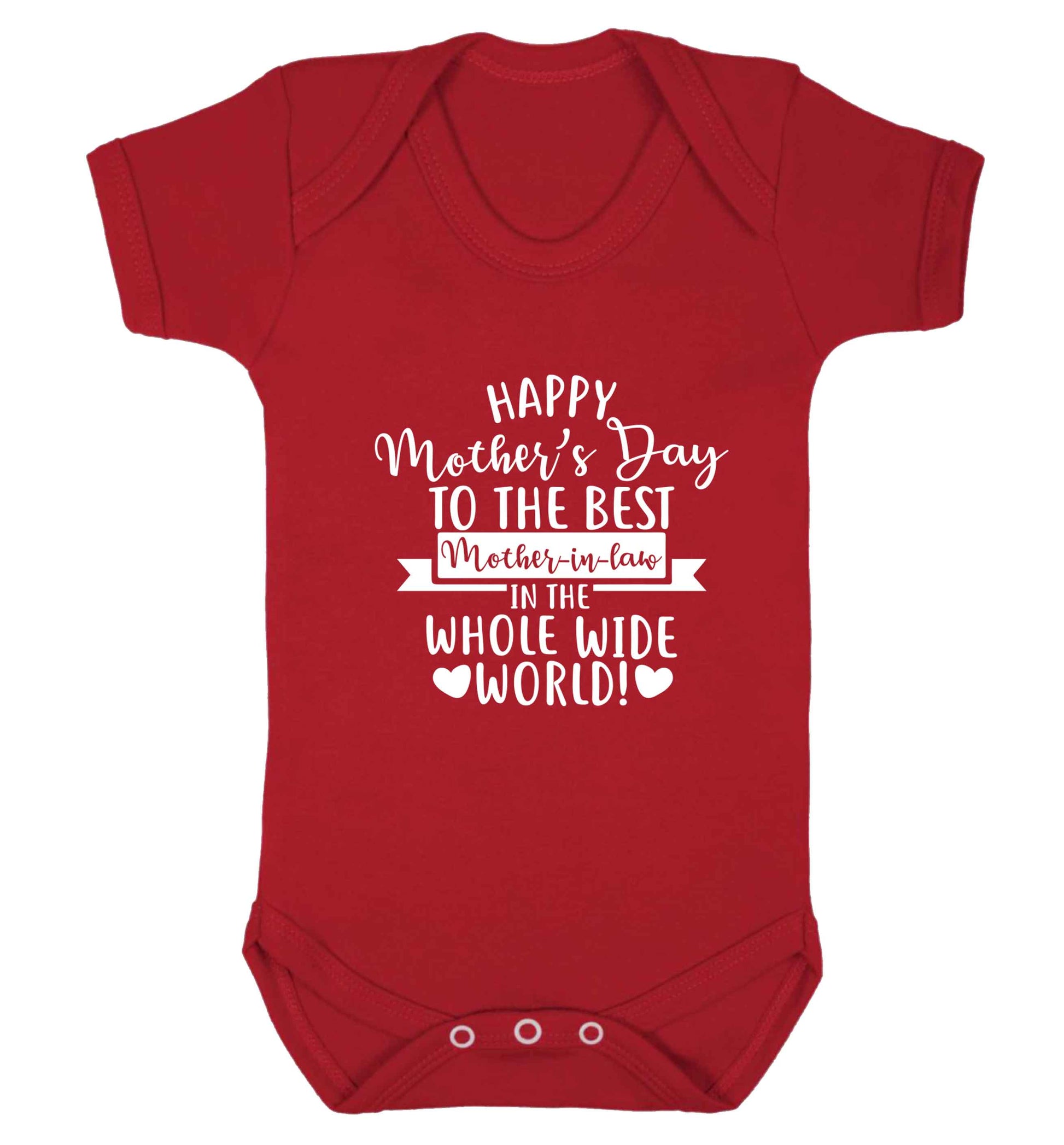 Happy mother's day to the best mother-in law in the world baby vest red 18-24 months