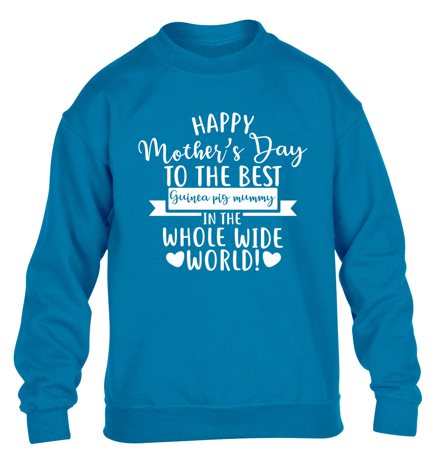 Happy mother's day to the best guinea pig mum children's blue sweater 12-13 Years