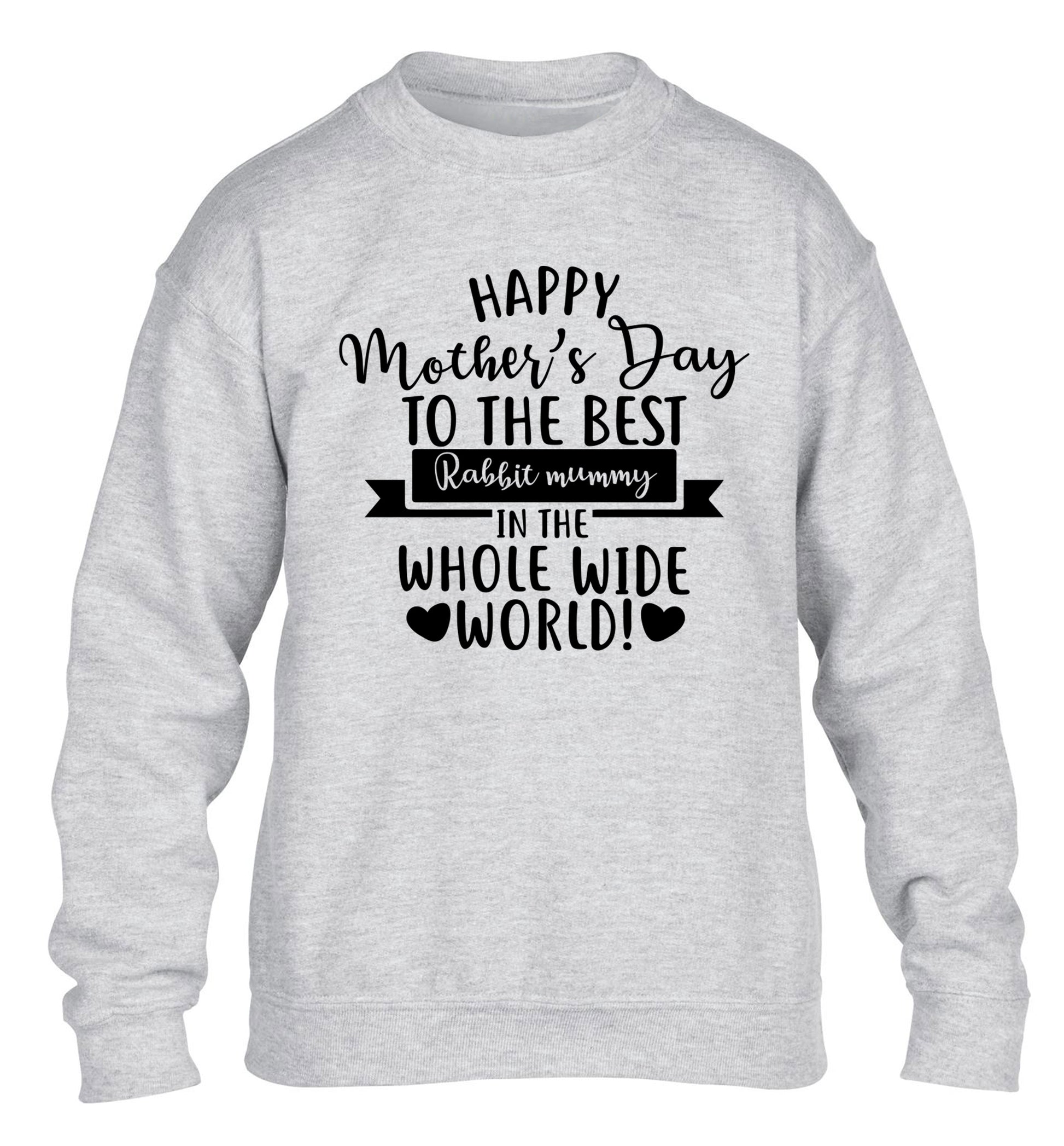 Happy mother's day to the best rabbit mummy in the world children's grey sweater 12-13 Years