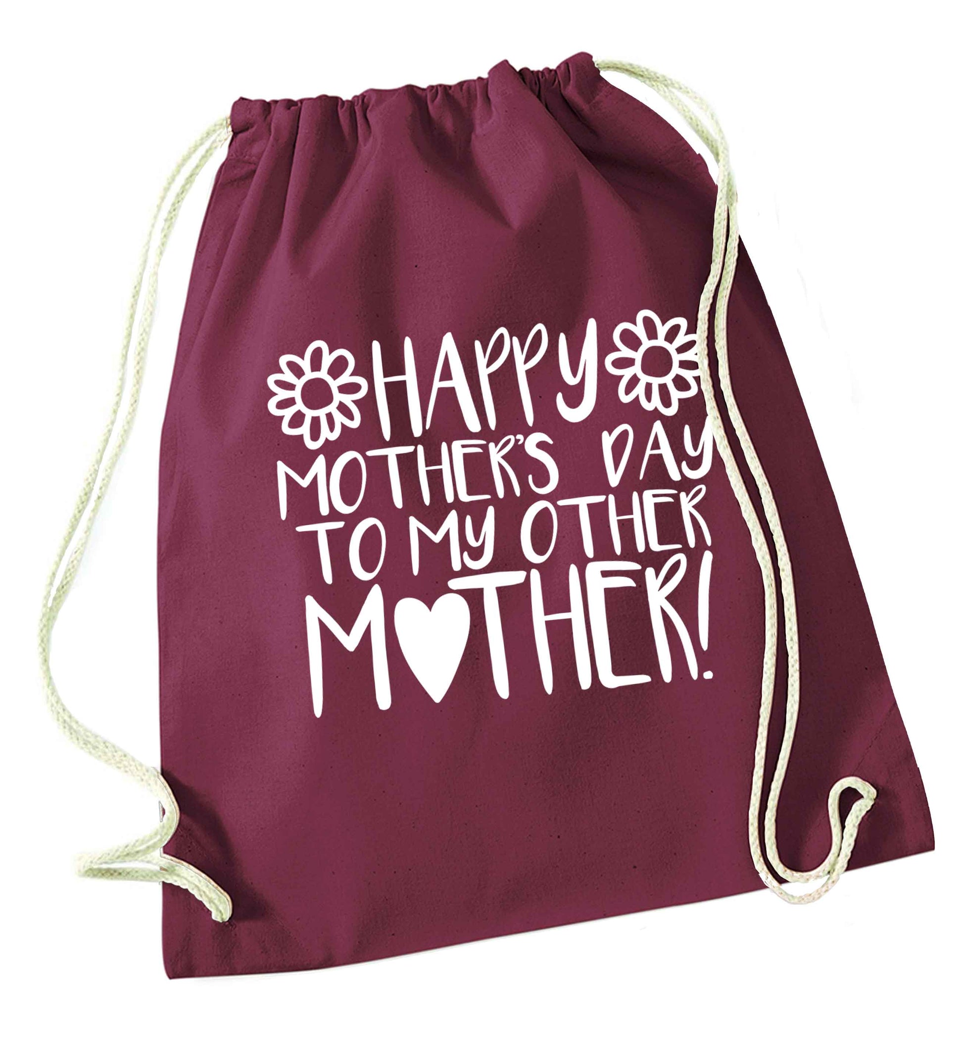 Happy mother's day to my other mother maroon drawstring bag