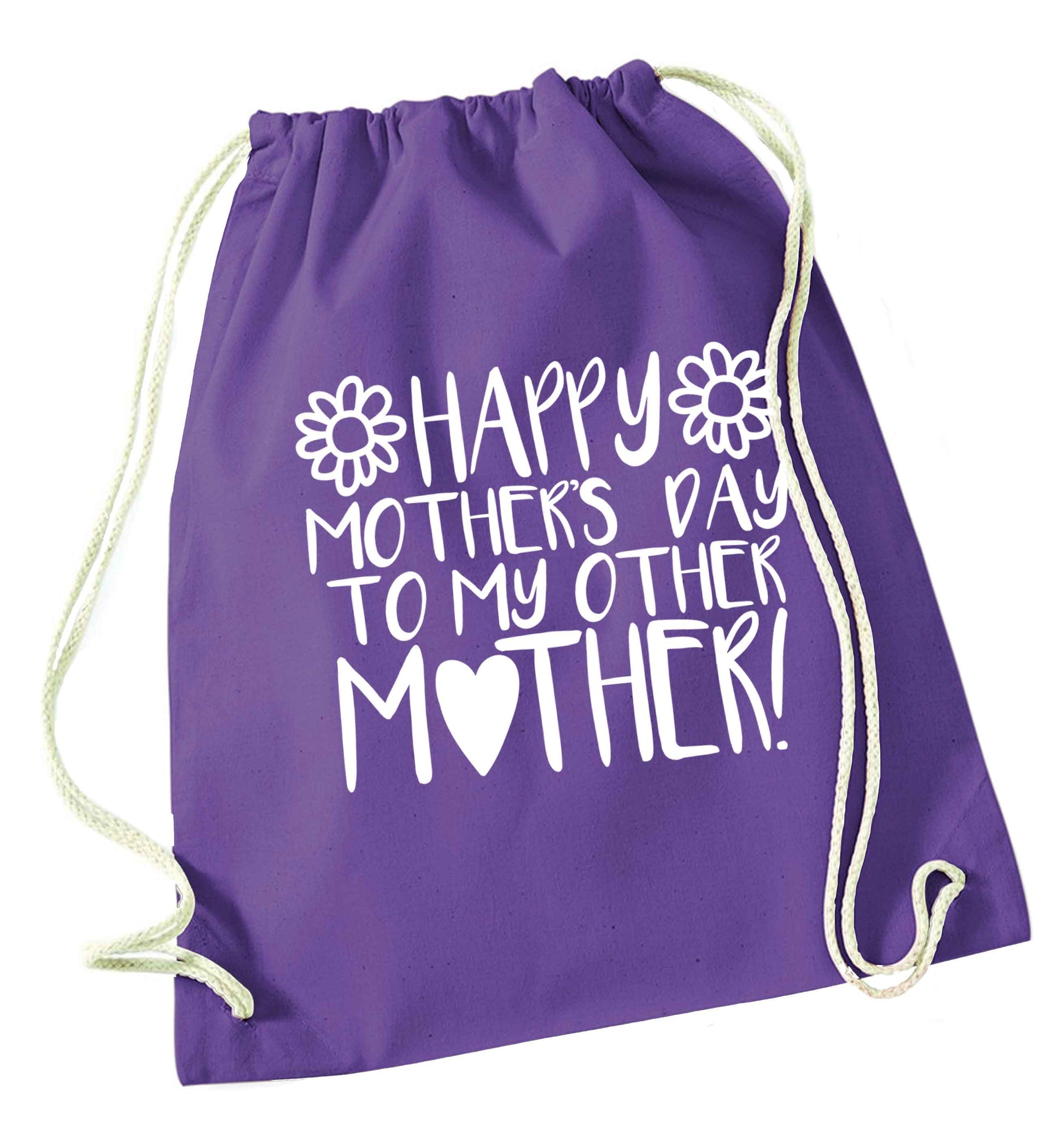 Happy mother's day to my other mother purple drawstring bag