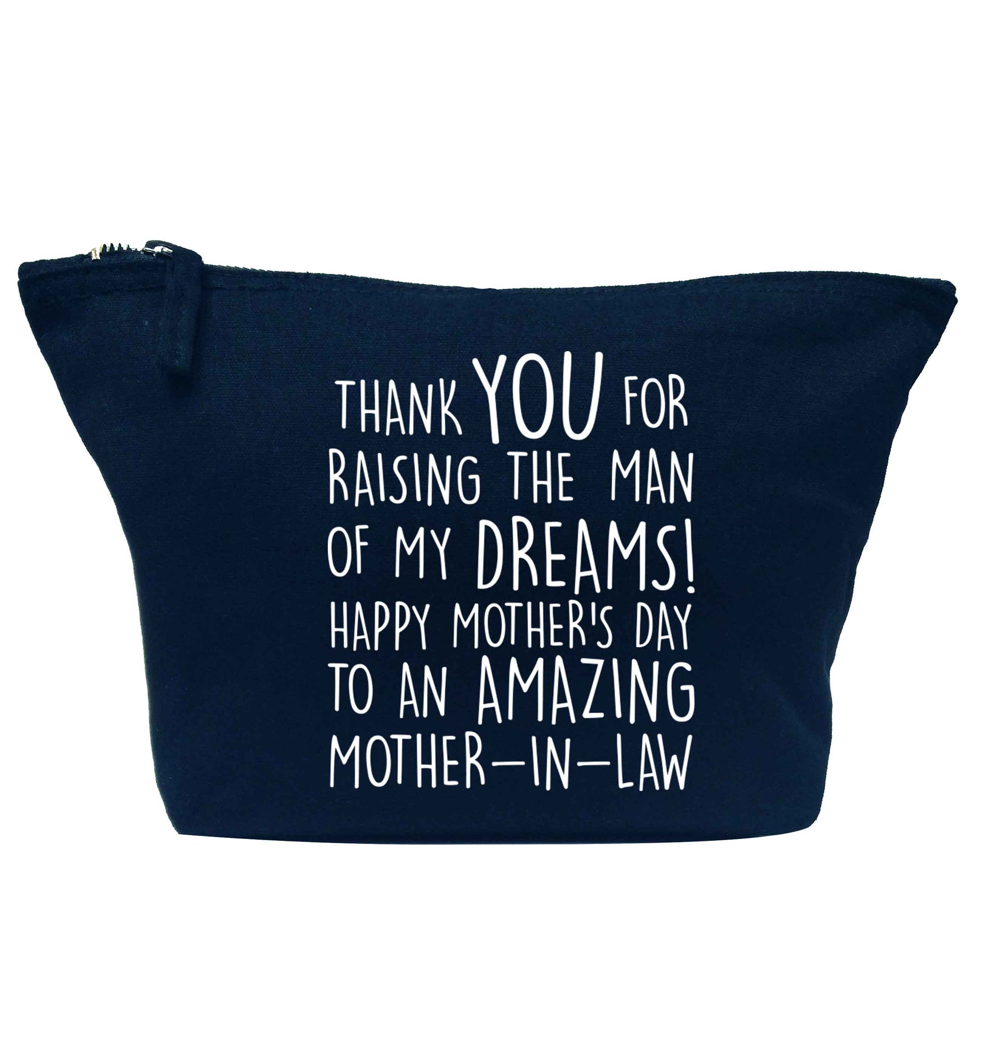 Raising the man of my dreams mother's day mother-in-law navy makeup bag