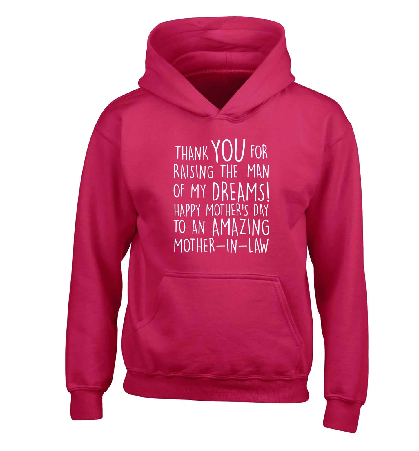 Raising the man of my dreams mother's day mother-in-law children's pink hoodie 12-13 Years