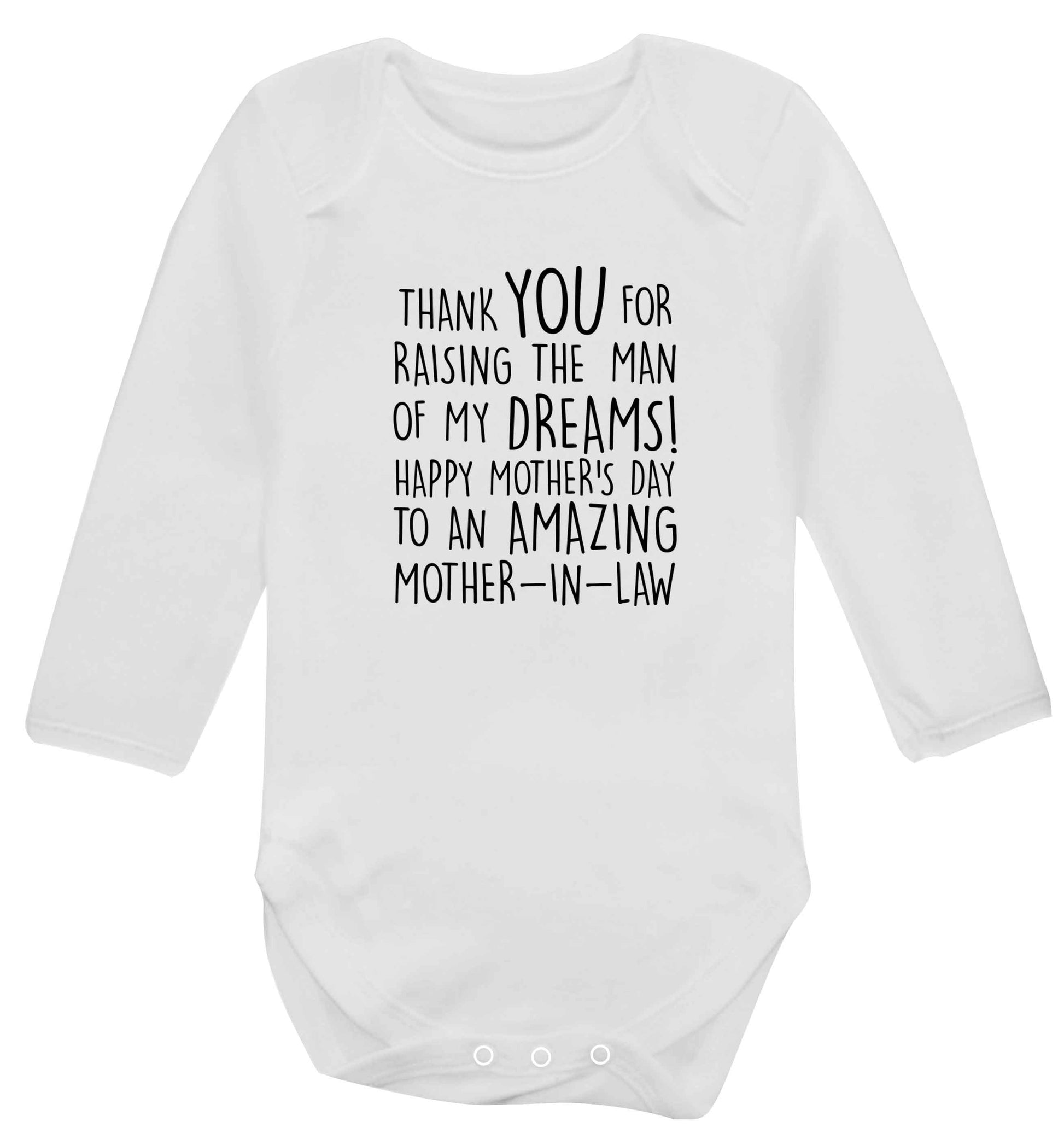 Raising the man of my dreams mother's day mother-in-law baby vest long sleeved white 6-12 months