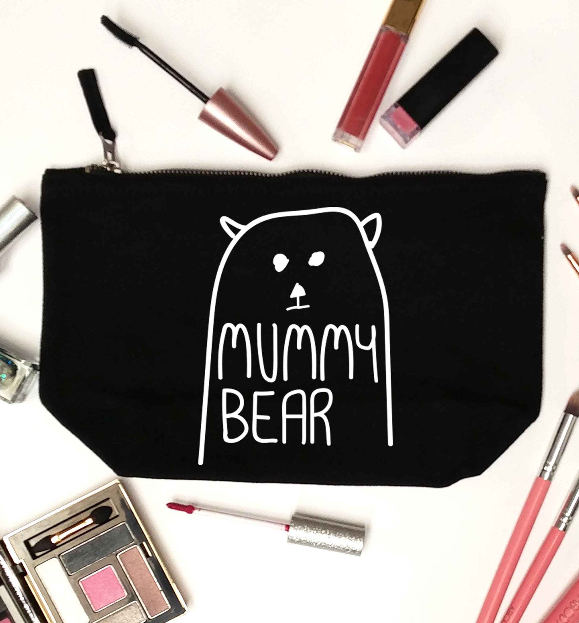 Mummy bear black makeup bag