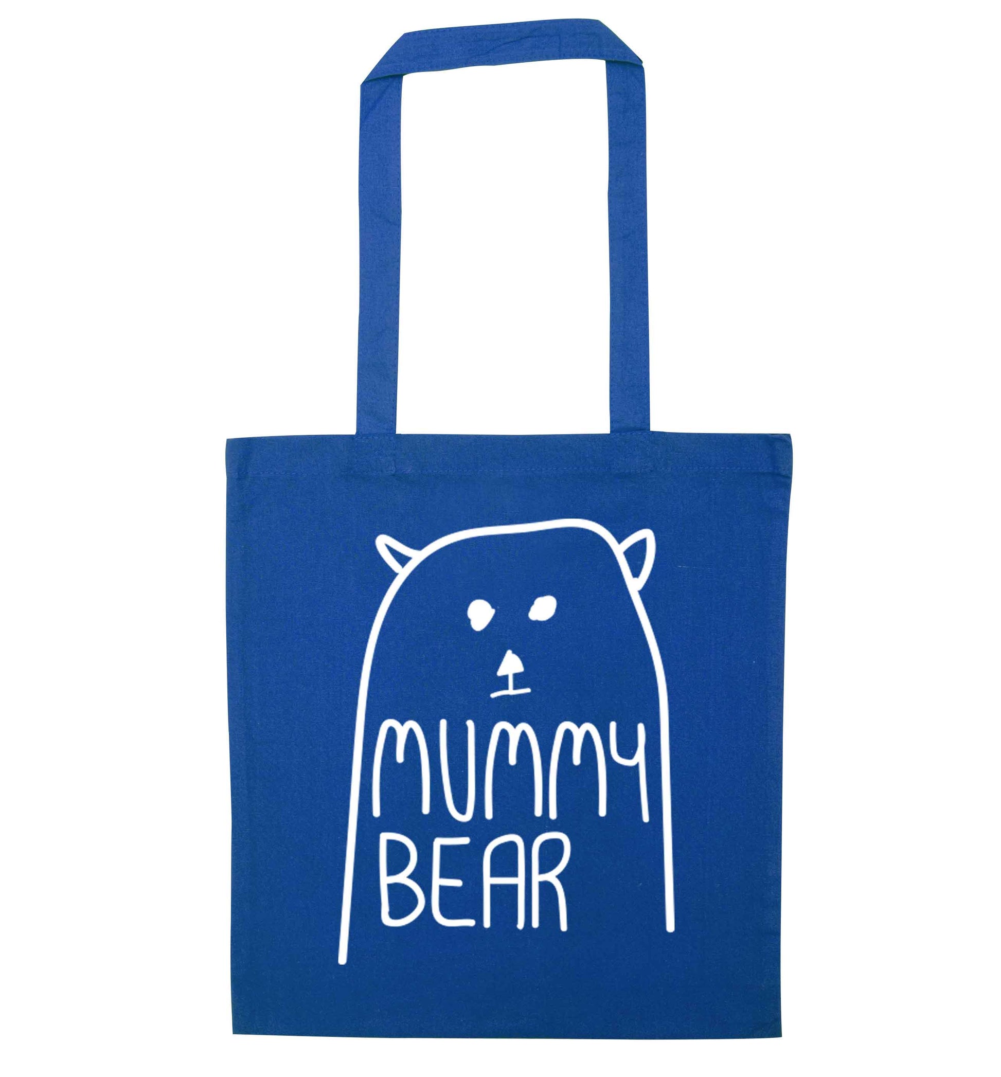 Mummy bear blue tote bag