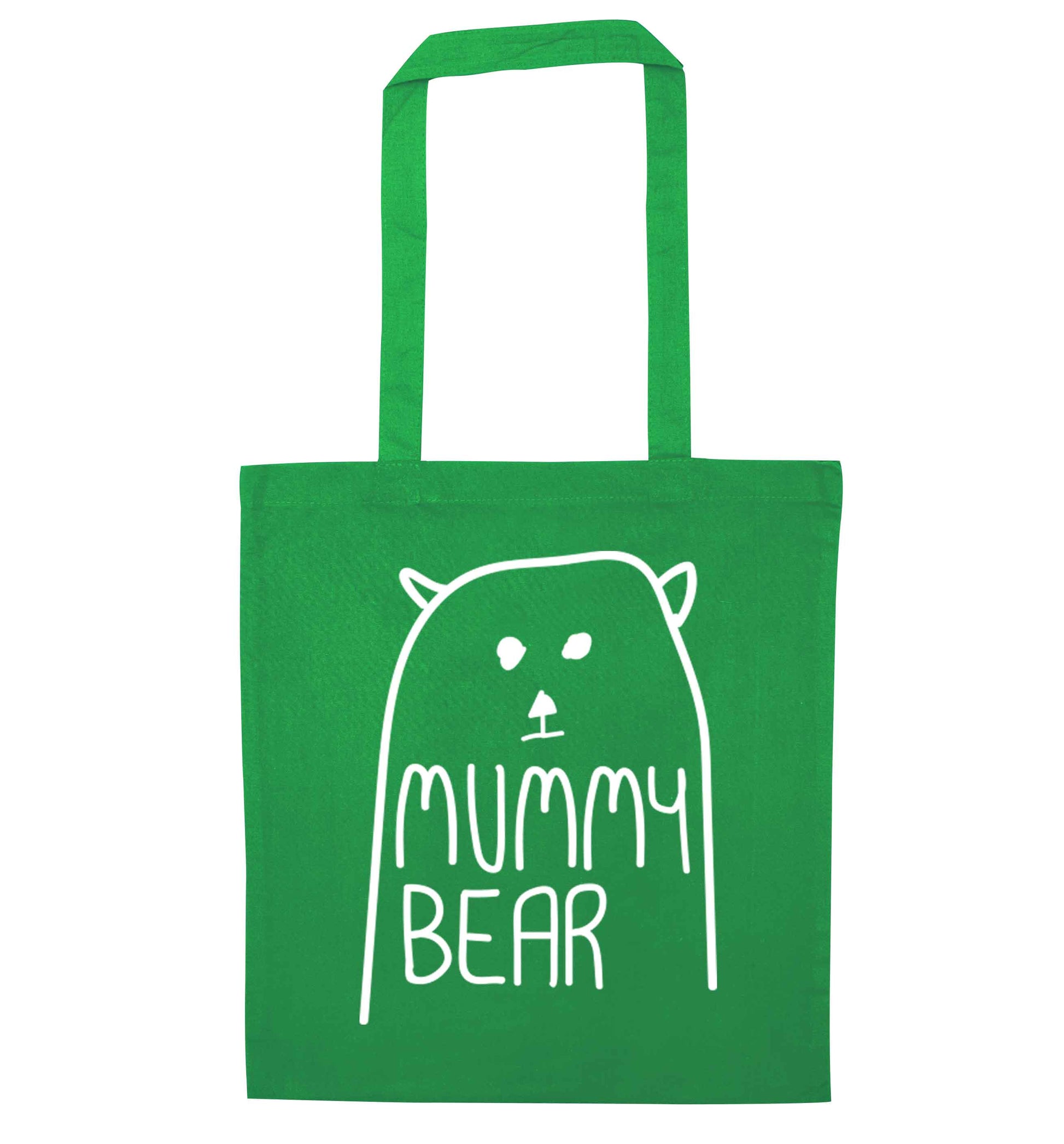 Mummy bear green tote bag