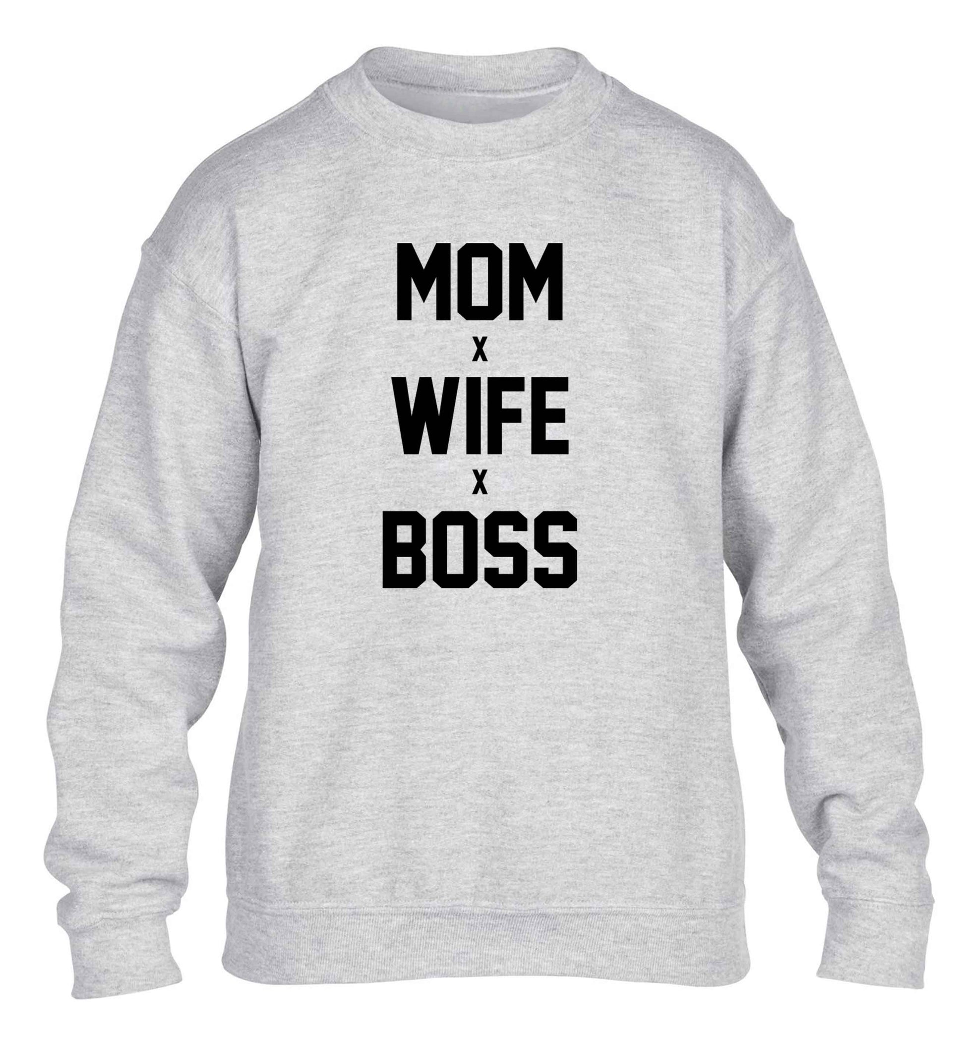 Mum wife boss children's grey sweater 12-13 Years