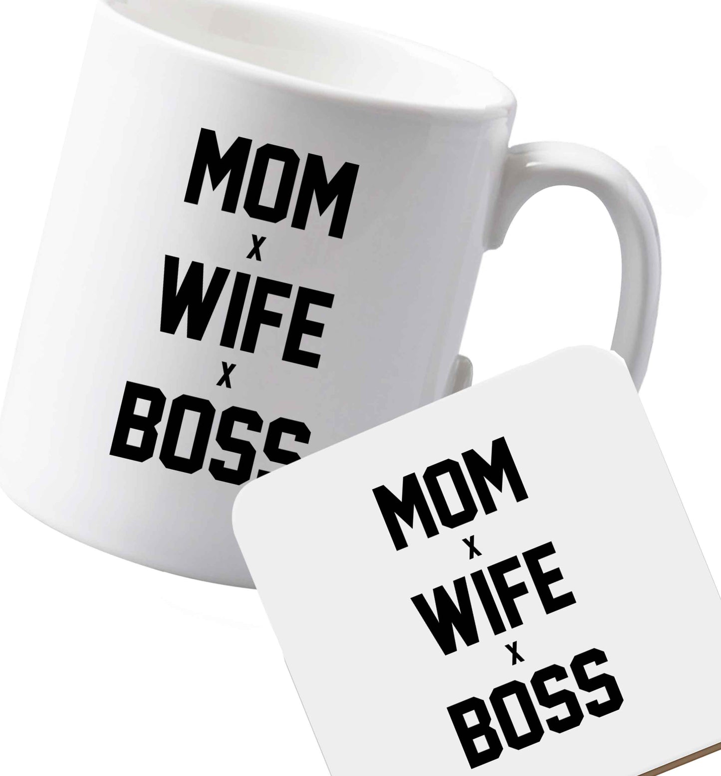 10 oz Ceramic mug and coaster Mum wife boss both sides