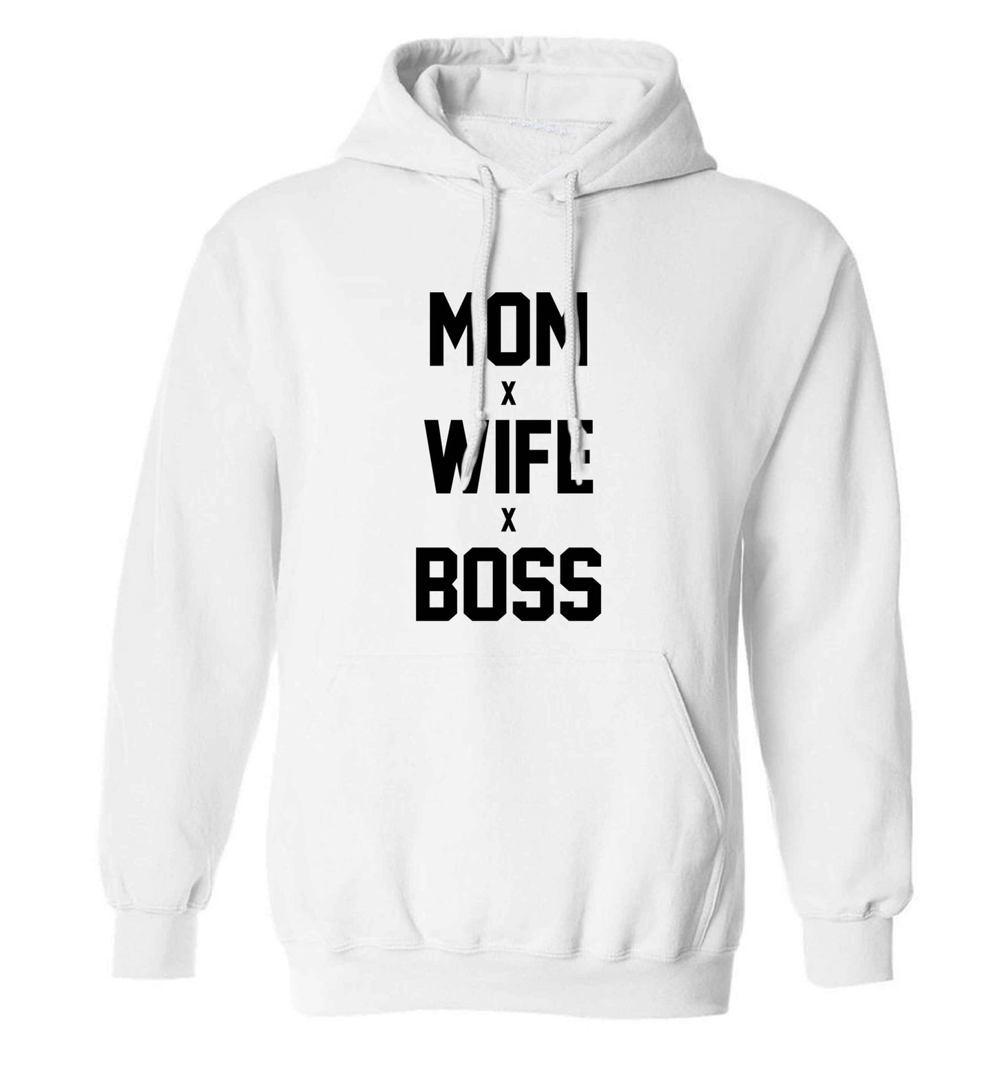Mum wife boss adults unisex white hoodie 2XL