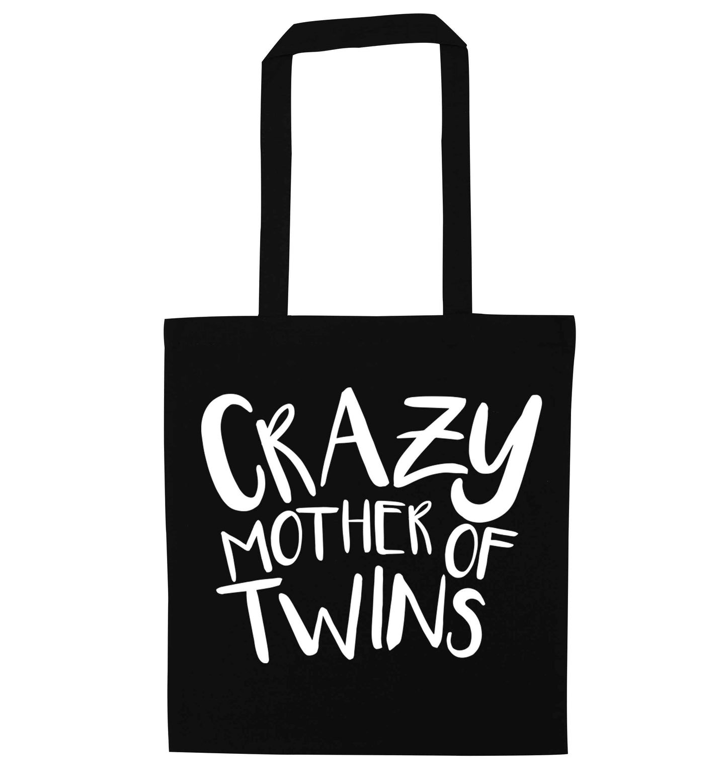 Crazy mother of twins black tote bag
