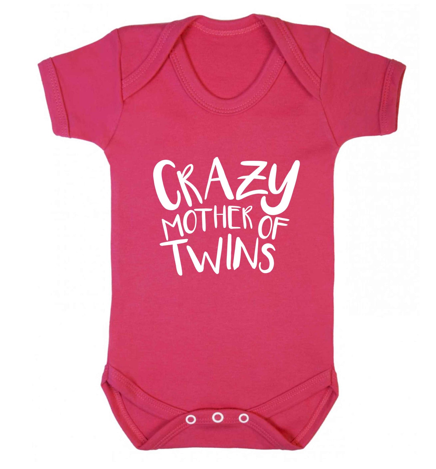 Crazy mother of twins baby vest dark pink 18-24 months