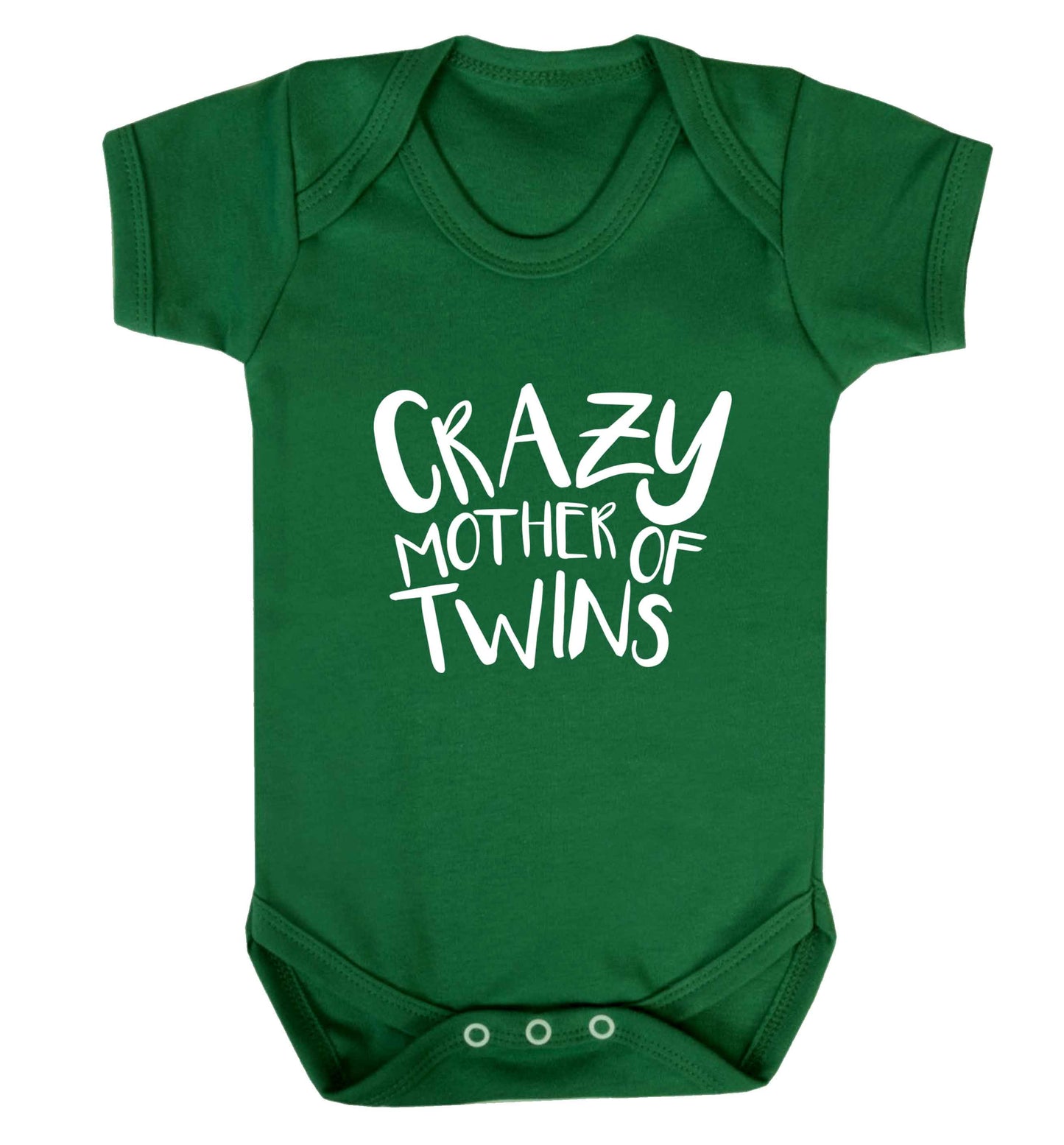 Crazy mother of twins baby vest green 18-24 months