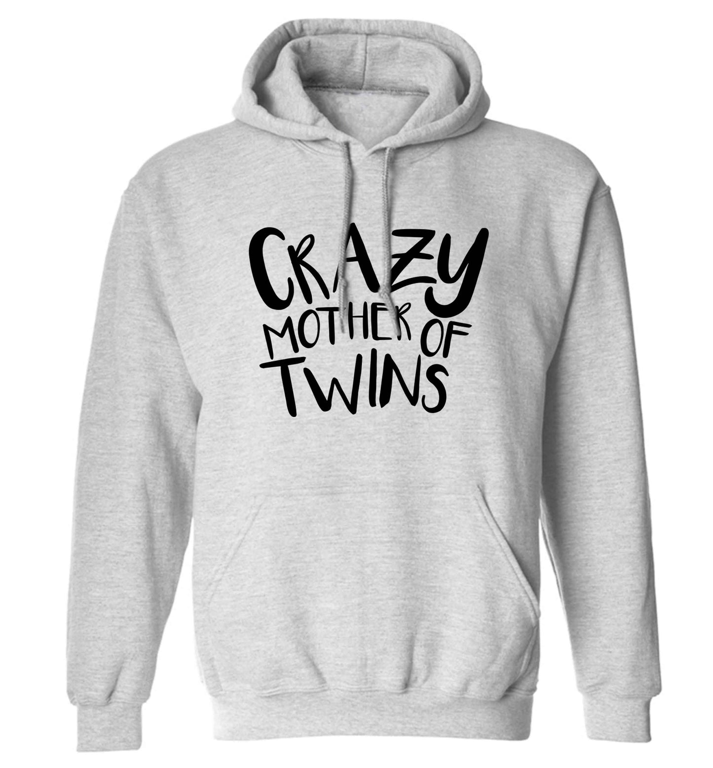 Crazy mother of twins adults unisex grey hoodie 2XL