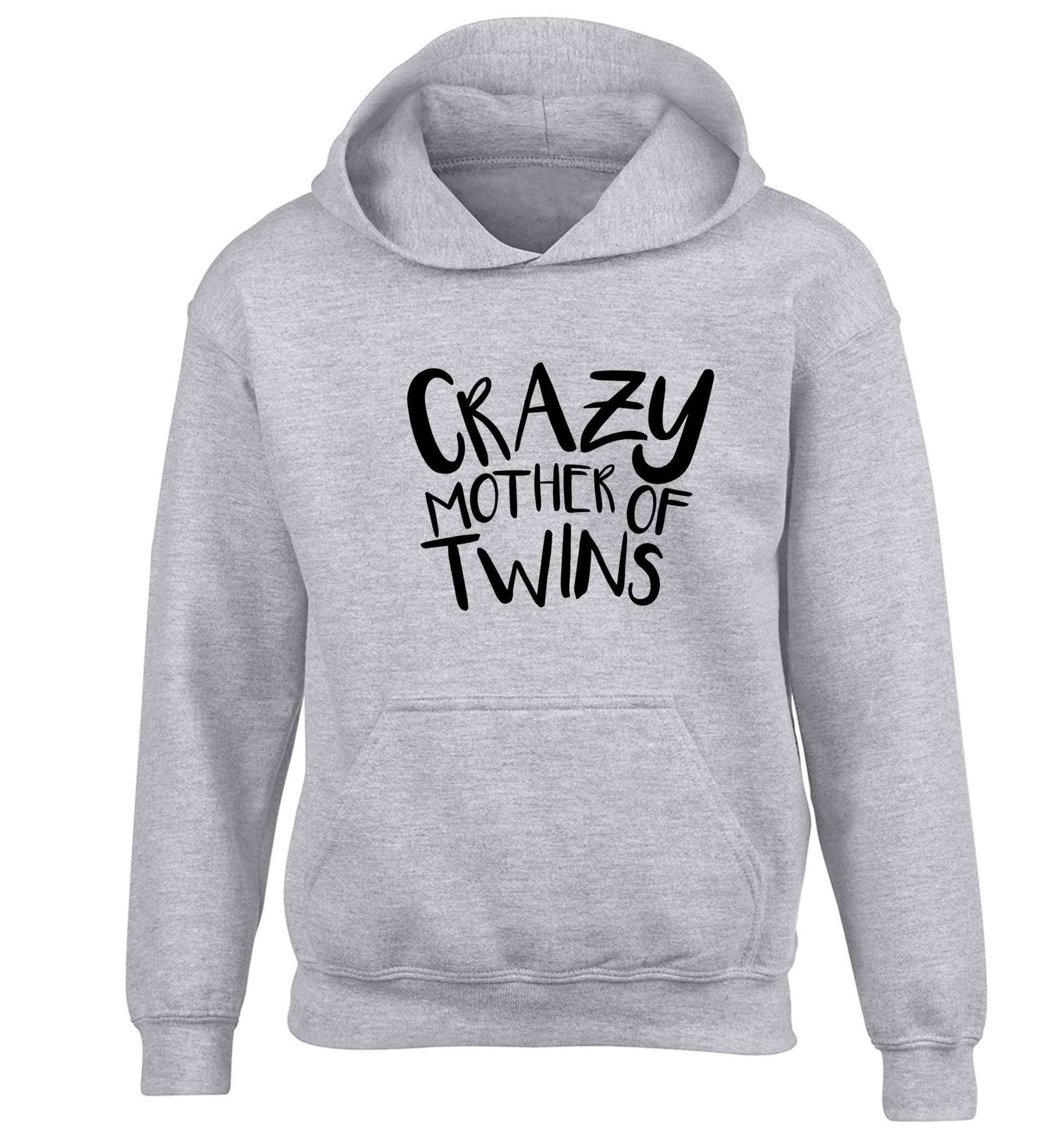 Crazy mother of twins children's grey hoodie 12-13 Years