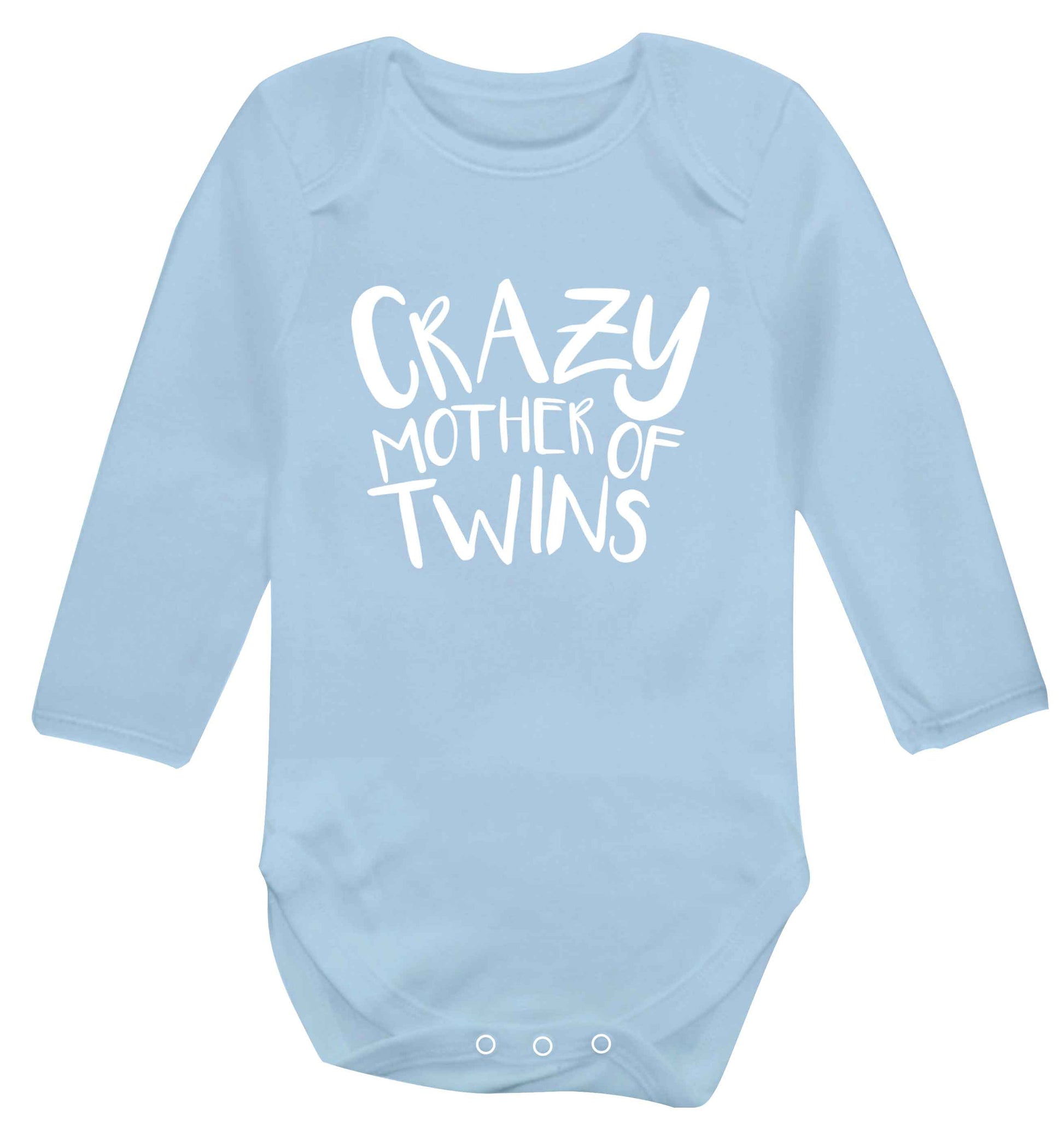 Crazy mother of twins baby vest long sleeved pale blue 6-12 months