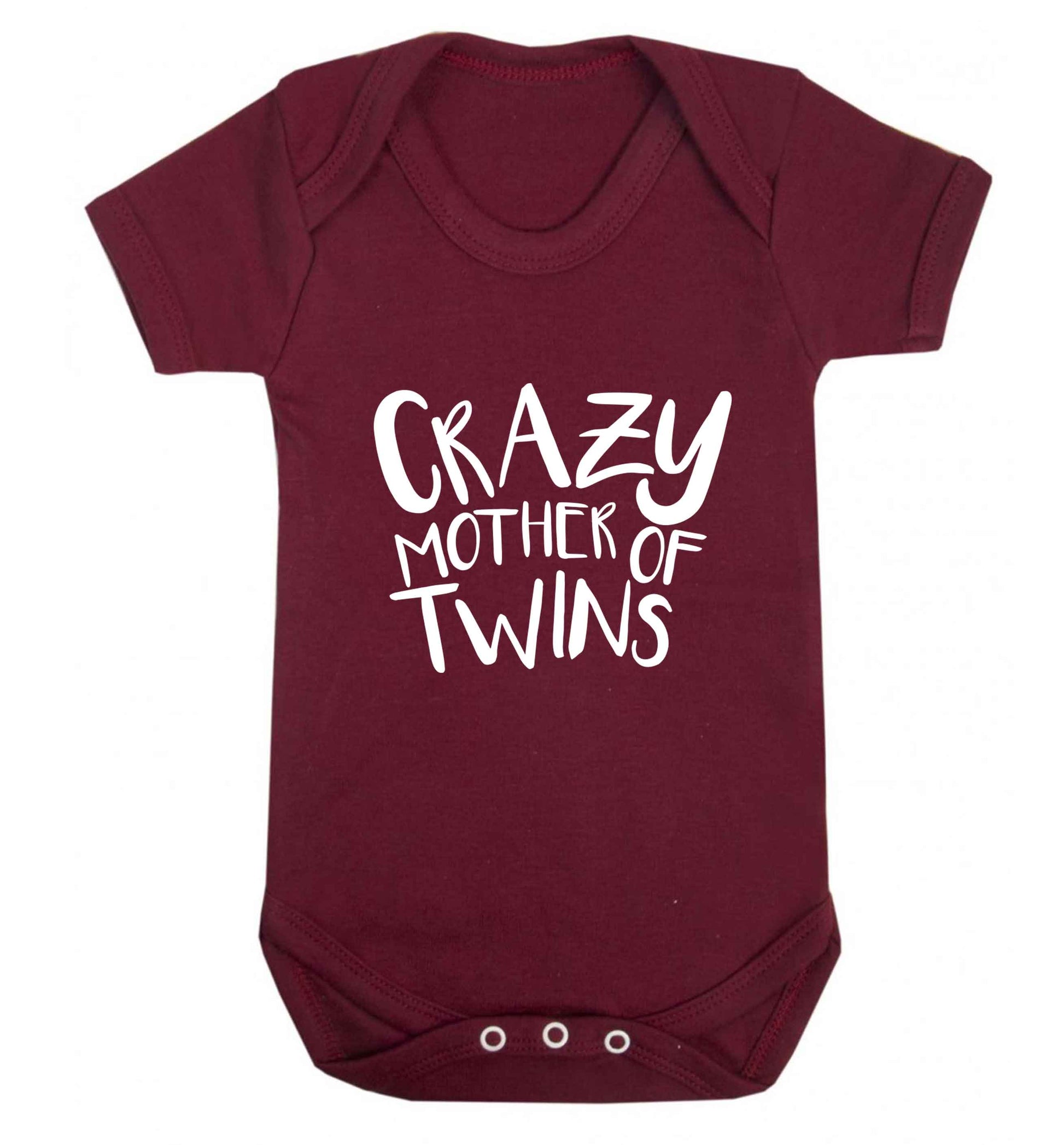 Crazy mother of twins baby vest maroon 18-24 months