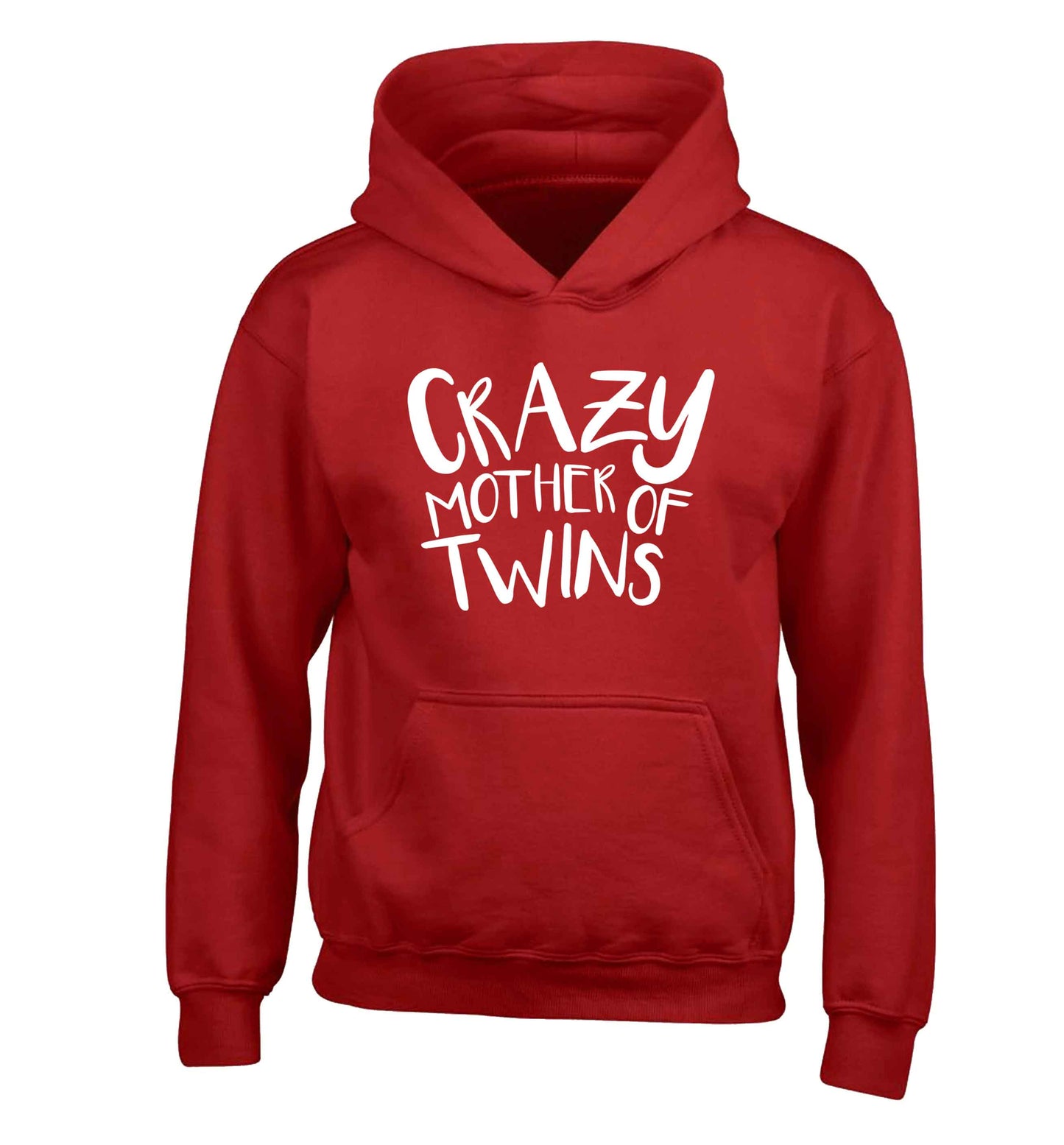 Crazy mother of twins children's red hoodie 12-13 Years