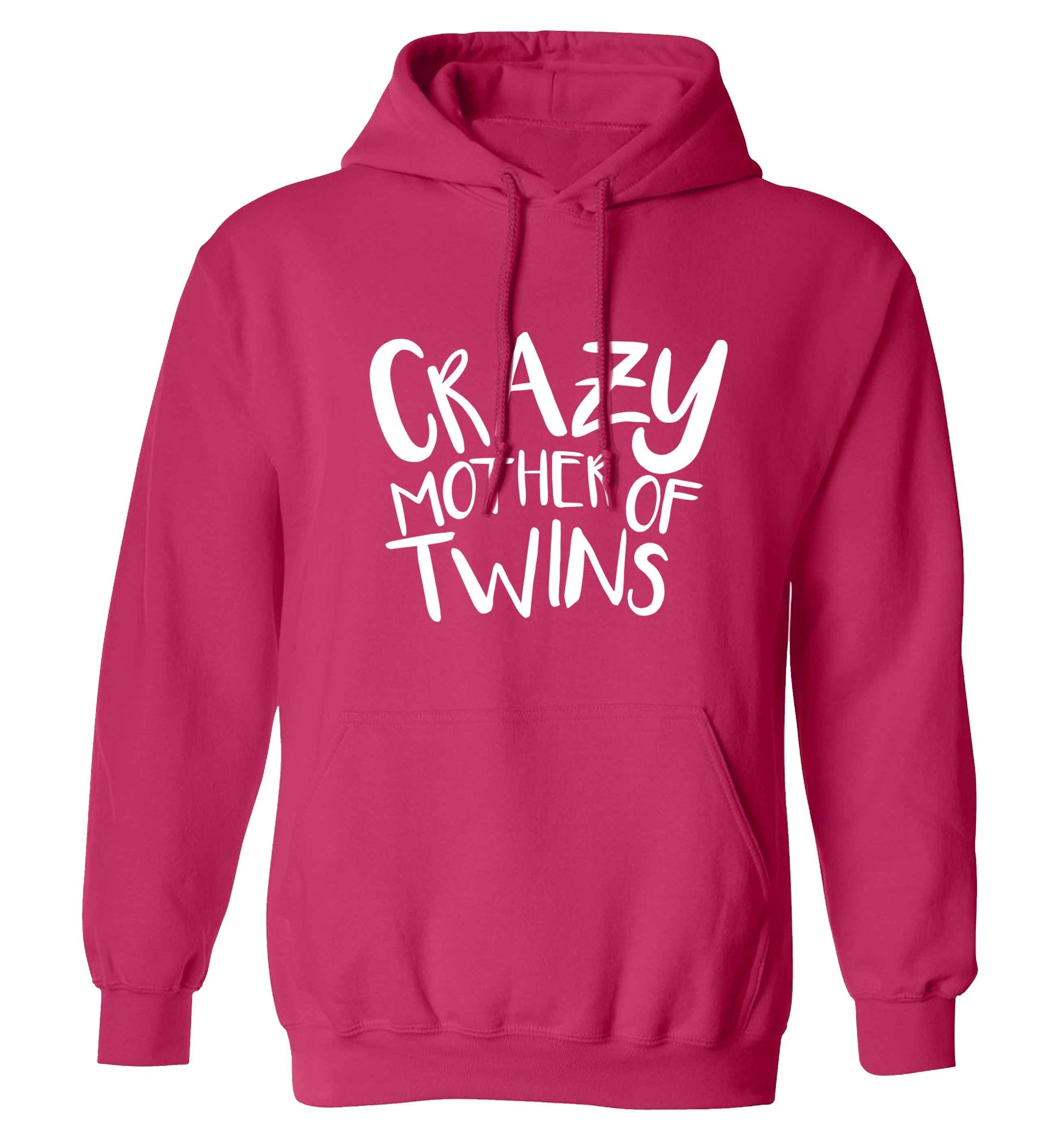 Crazy mother of twins adults unisex pink hoodie 2XL