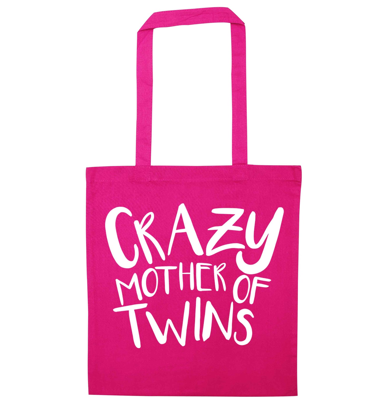 Crazy mother of twins pink tote bag