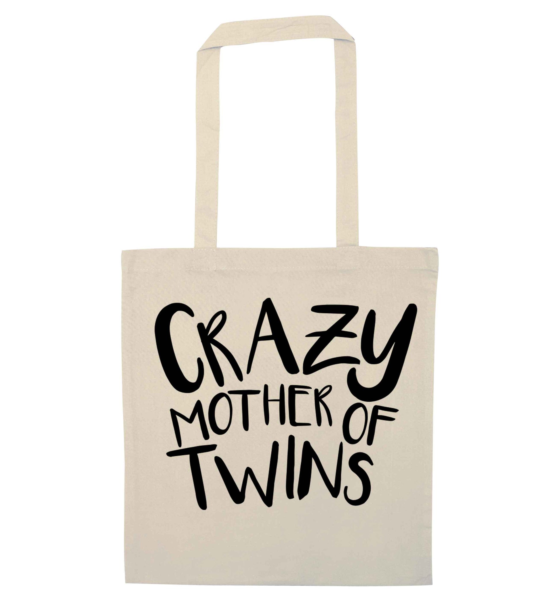 Crazy mother of twins natural tote bag