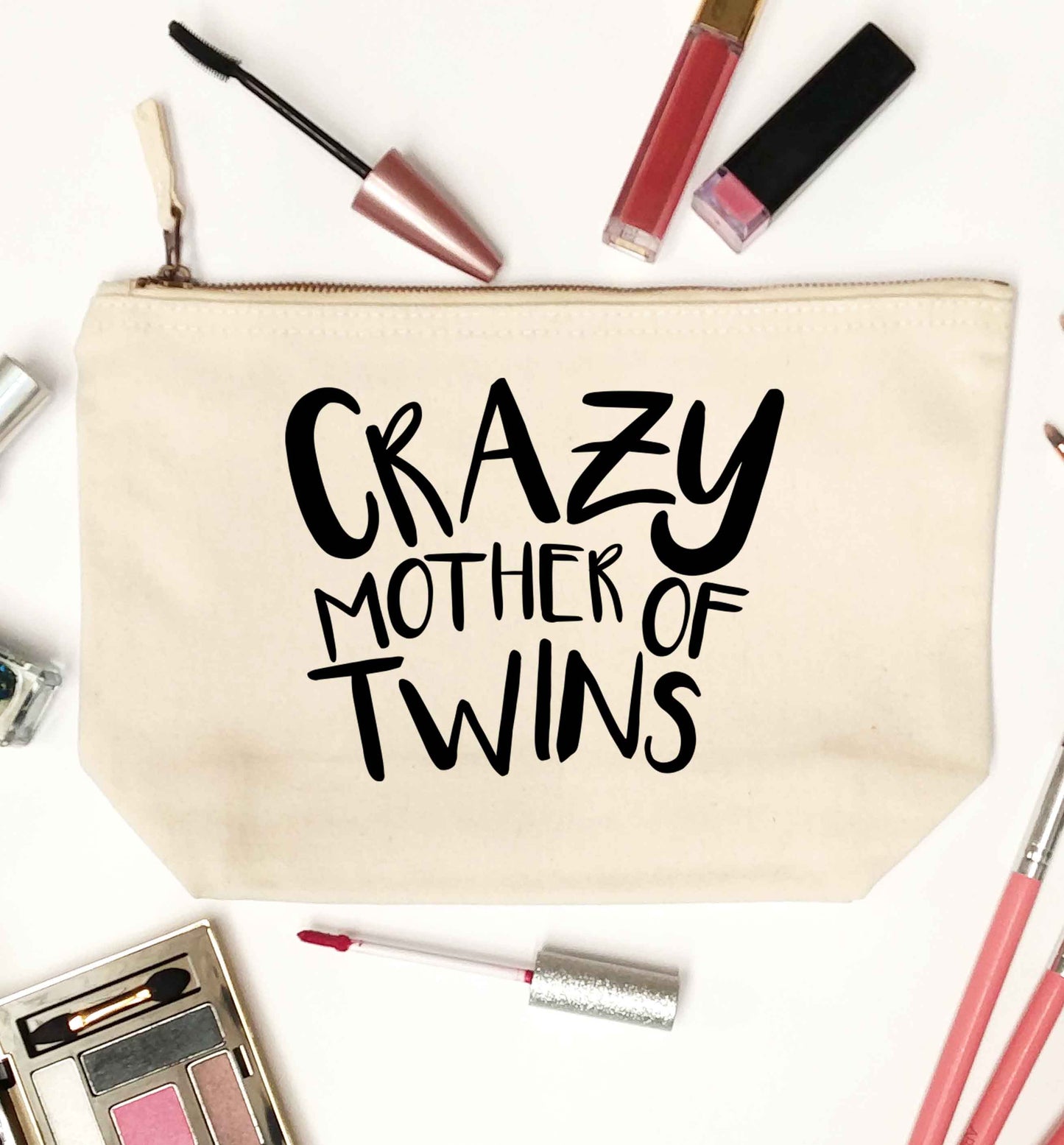 Crazy mother of twins natural makeup bag