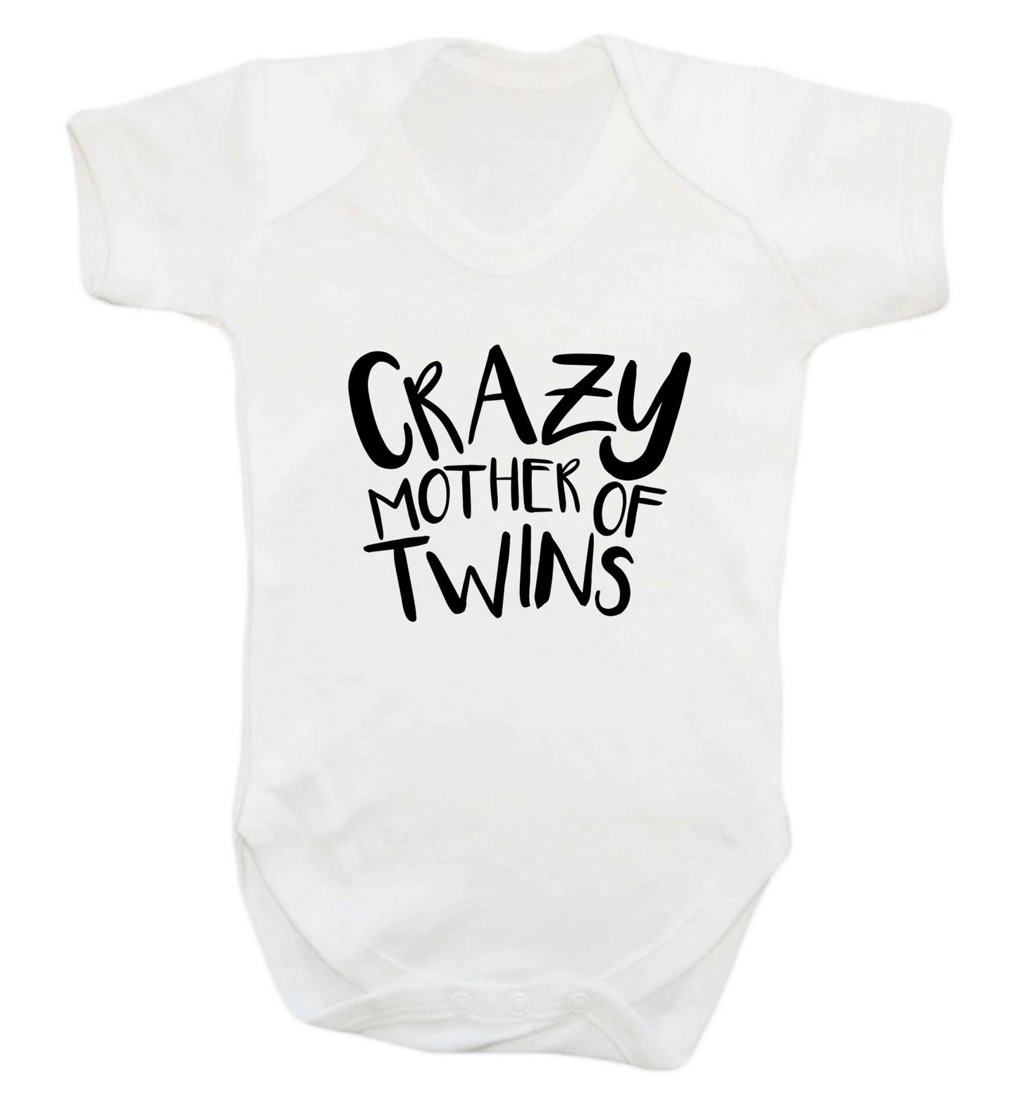 Crazy mother of twins baby vest white 18-24 months