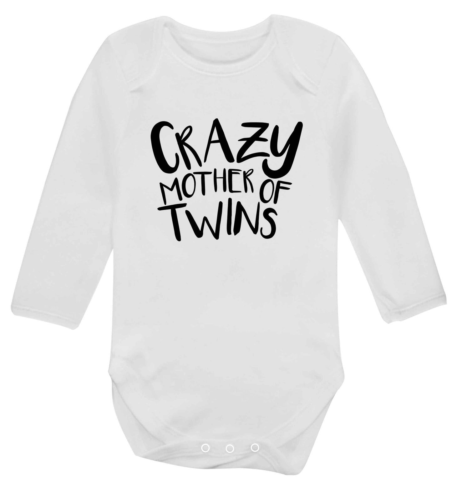 Crazy mother of twins baby vest long sleeved white 6-12 months