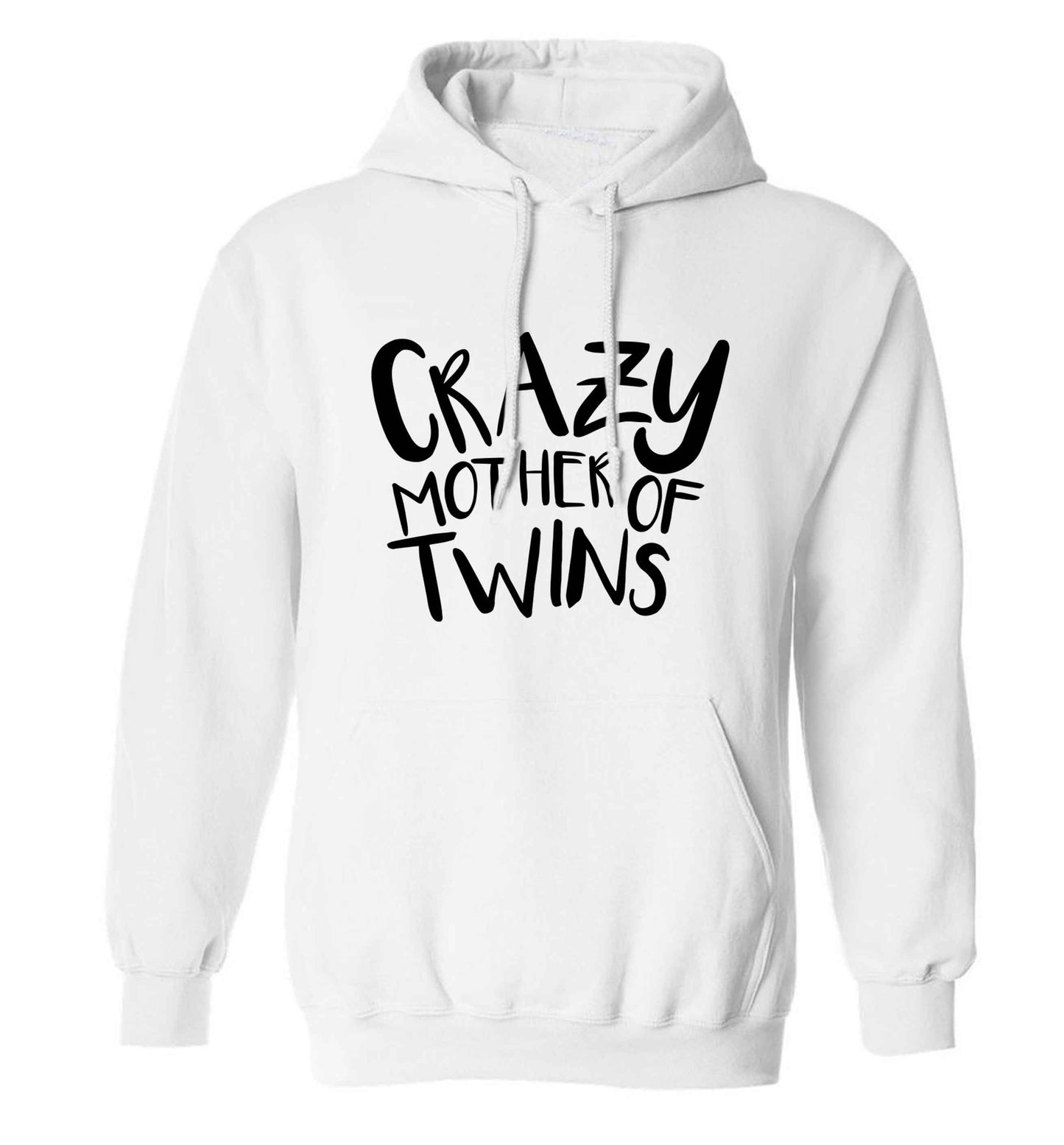 Crazy mother of twins adults unisex white hoodie 2XL