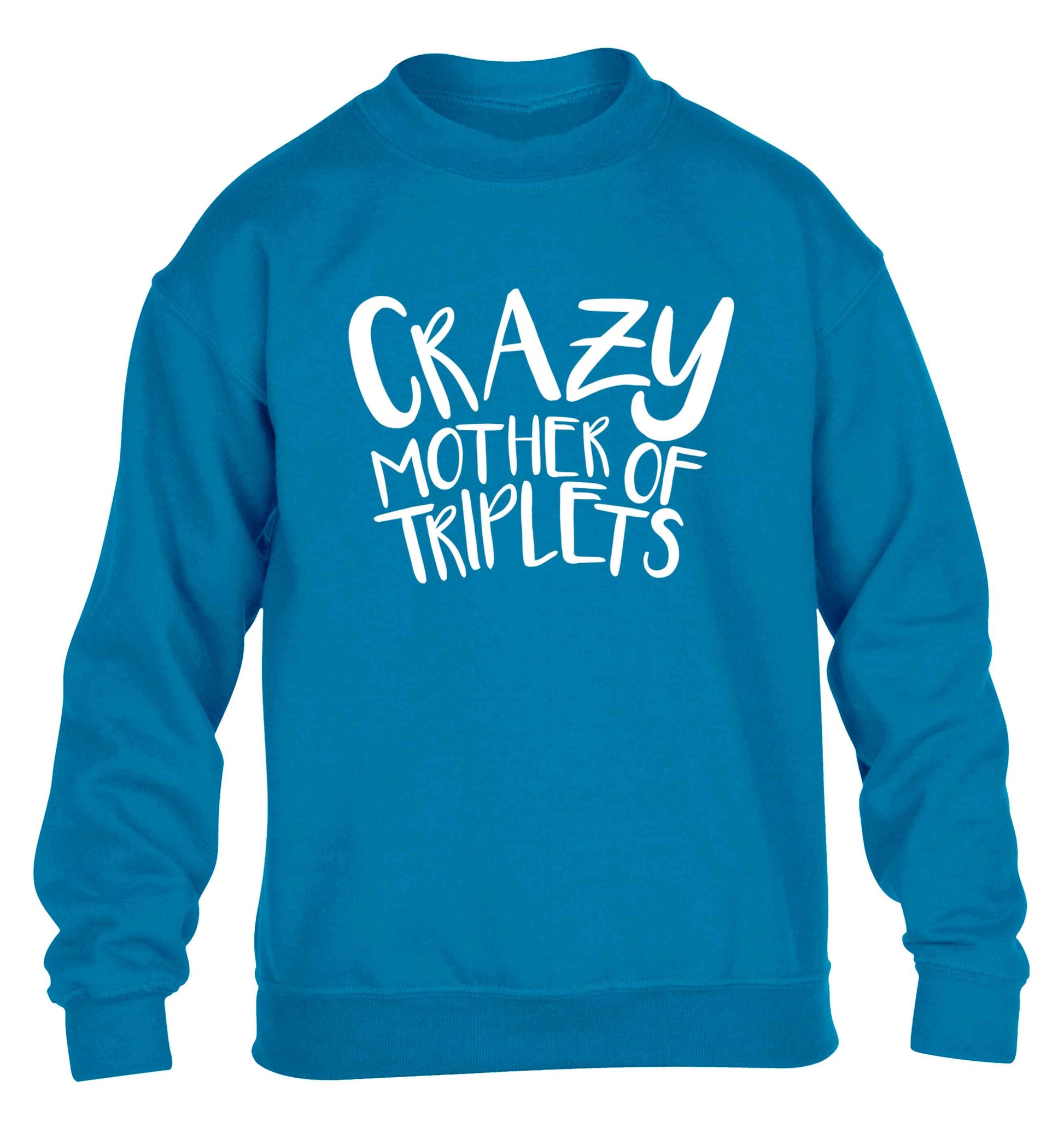 Crazy mother of triplets children's blue sweater 12-13 Years