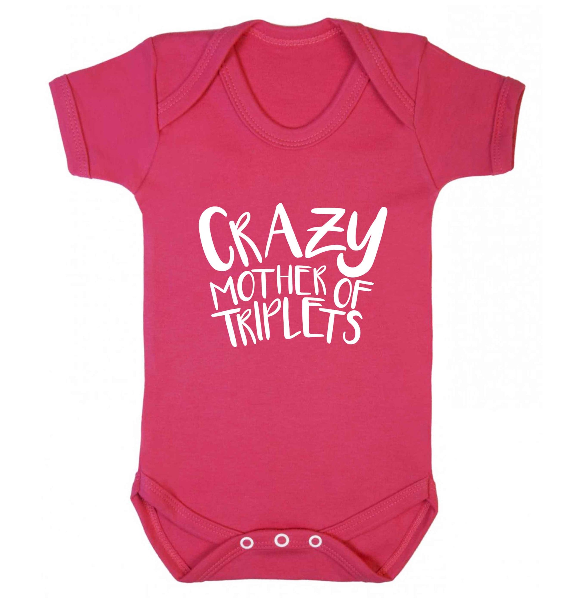 Crazy mother of triplets baby vest dark pink 18-24 months