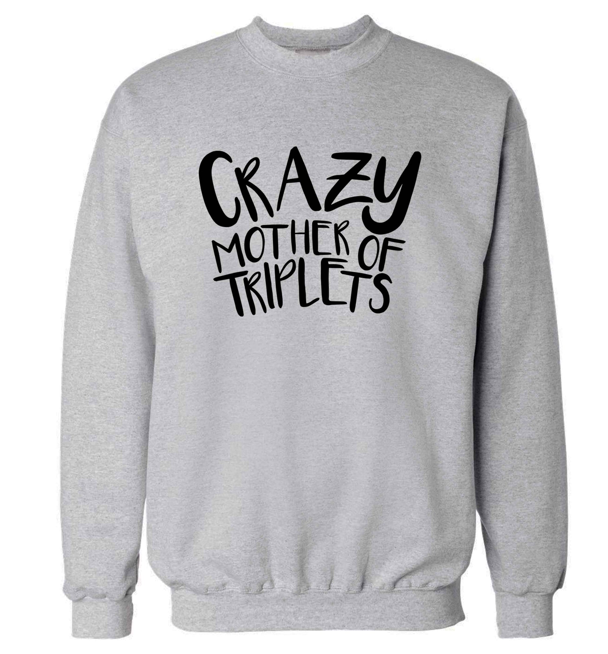 Crazy mother of triplets adult's unisex grey sweater 2XL