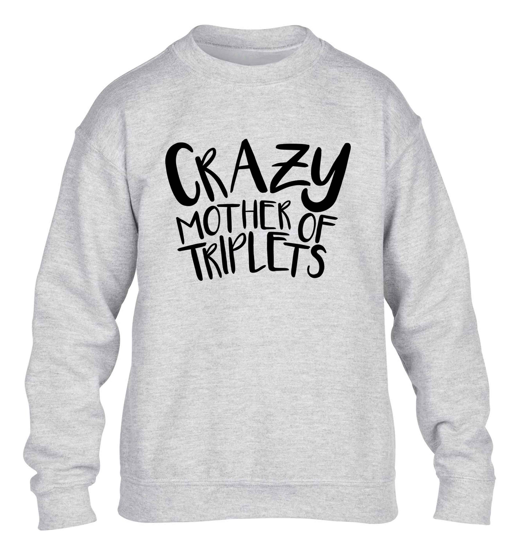 Crazy mother of triplets children's grey sweater 12-13 Years