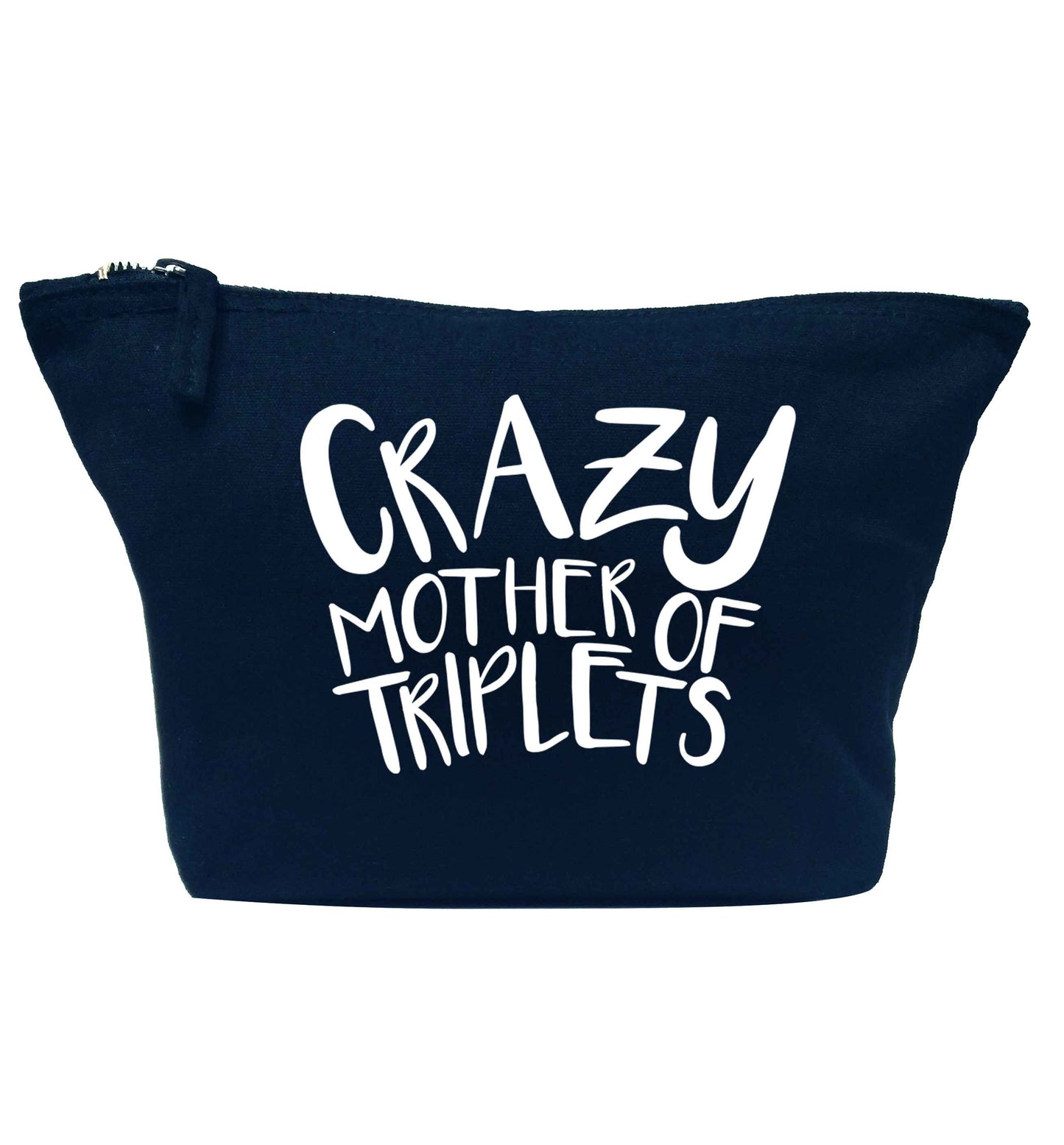 Crazy mother of triplets navy makeup bag