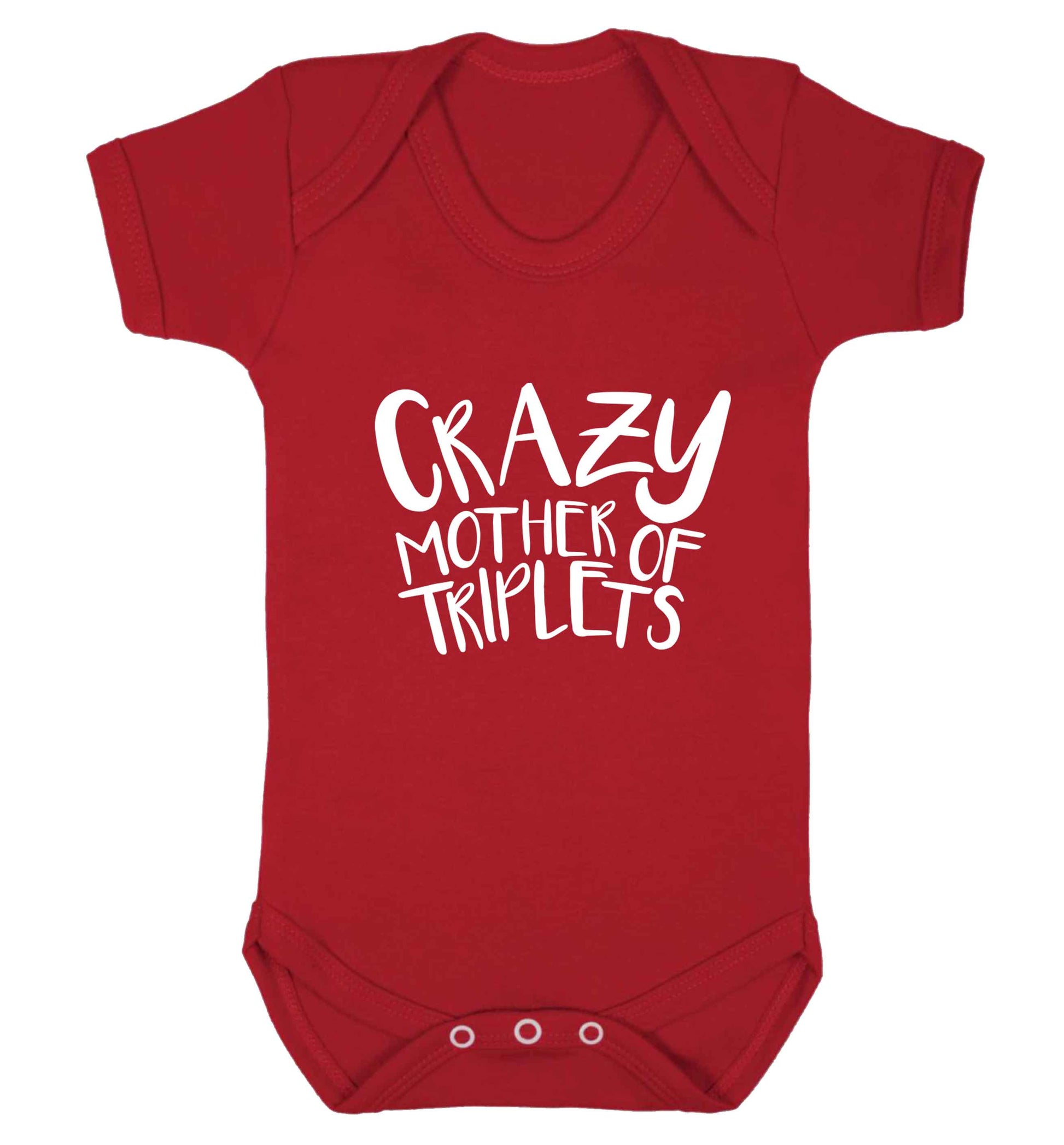 Crazy mother of triplets baby vest red 18-24 months