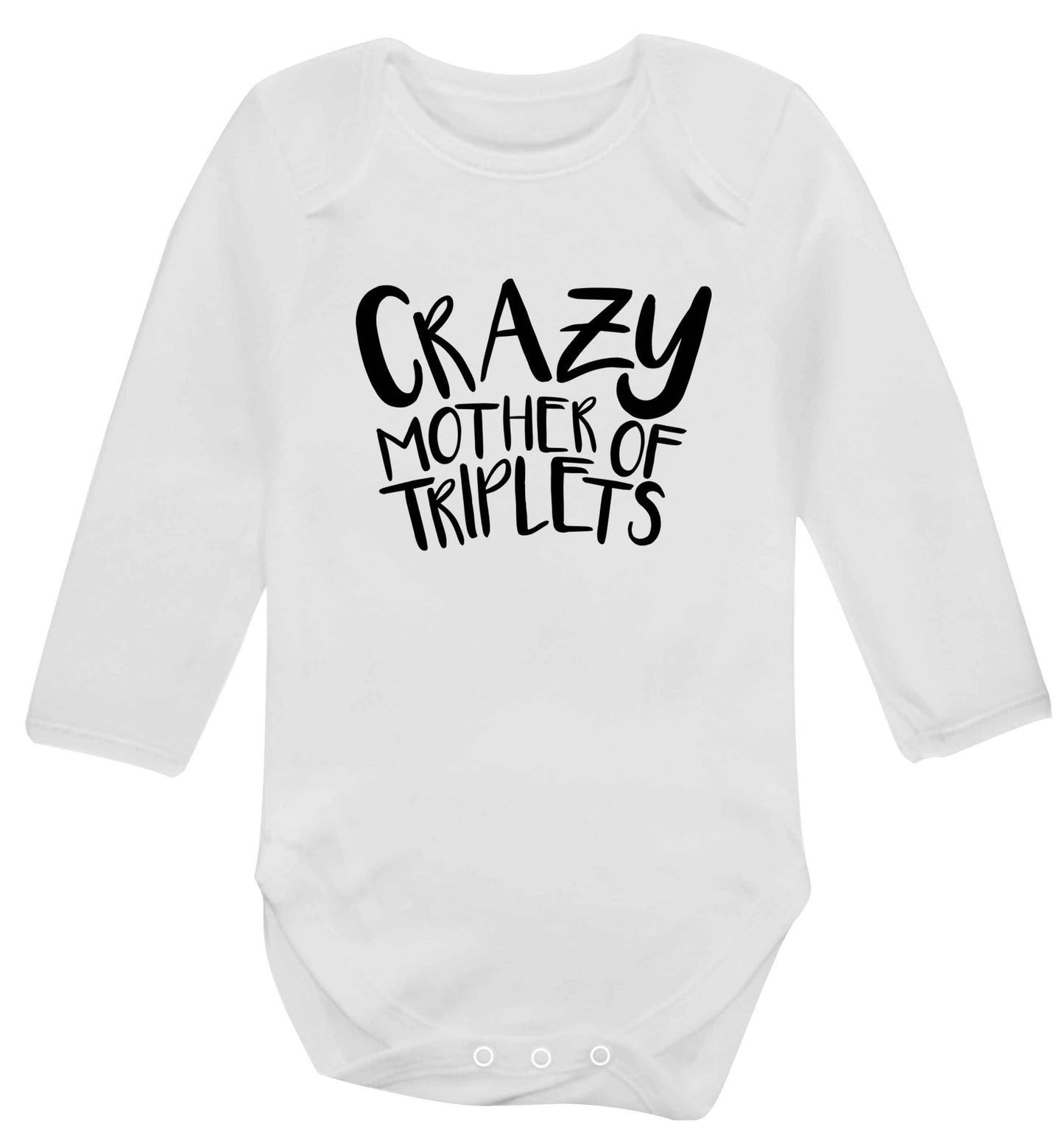 Crazy mother of triplets baby vest long sleeved white 6-12 months