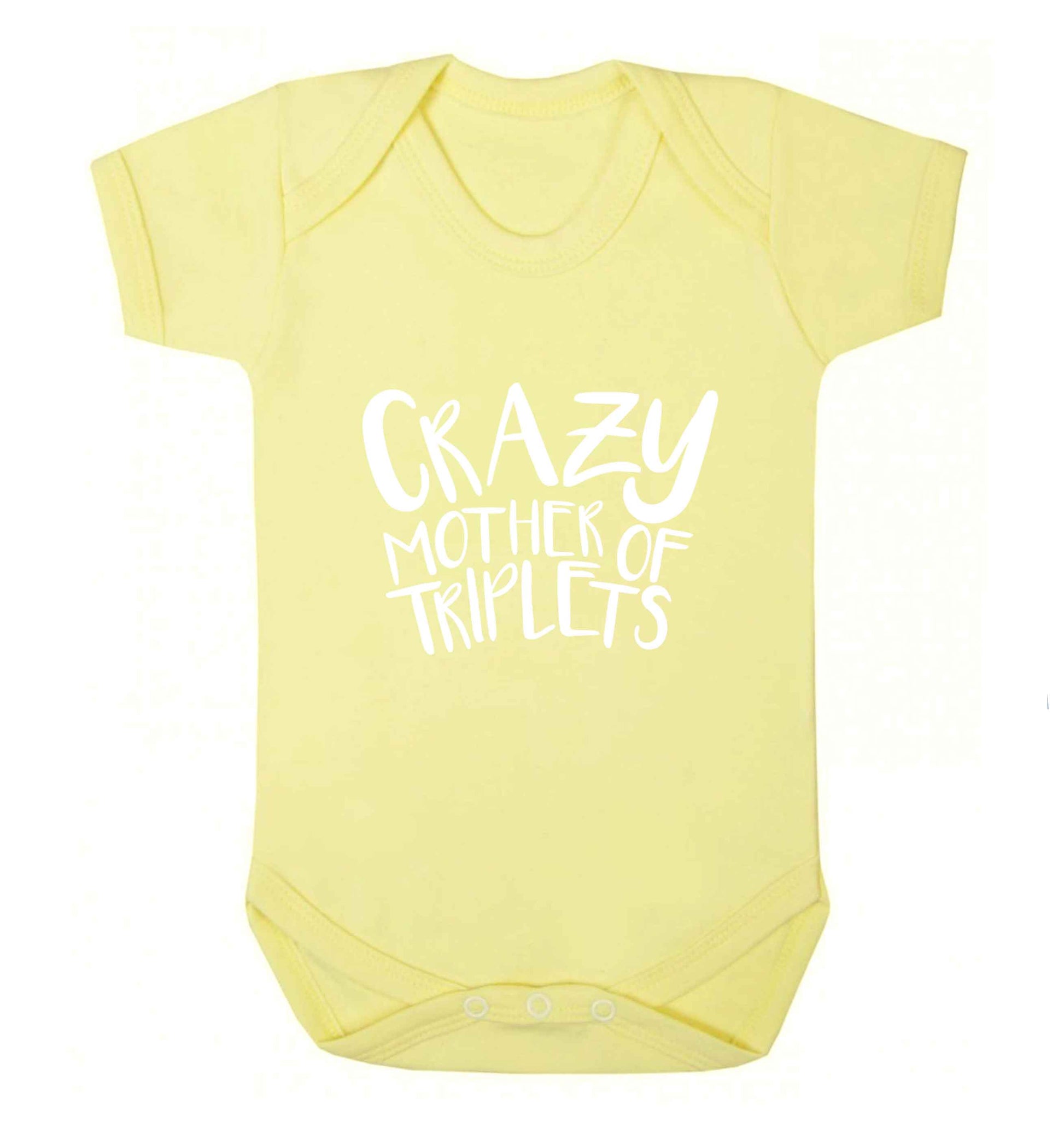 Crazy mother of triplets baby vest pale yellow 18-24 months