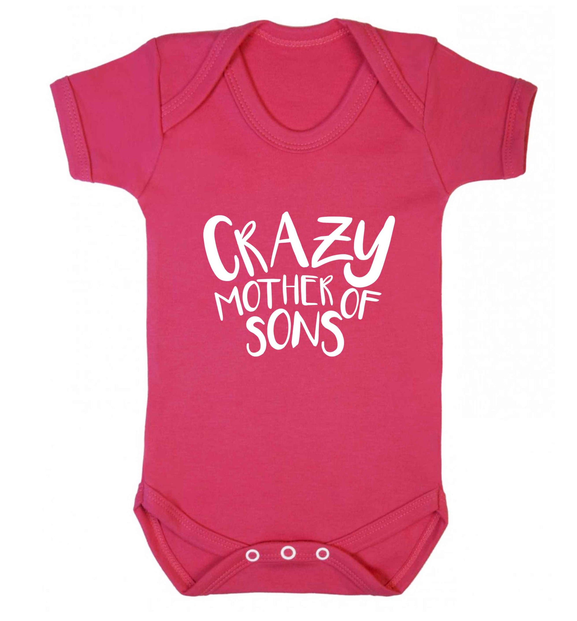 Crazy mother of sons baby vest dark pink 18-24 months