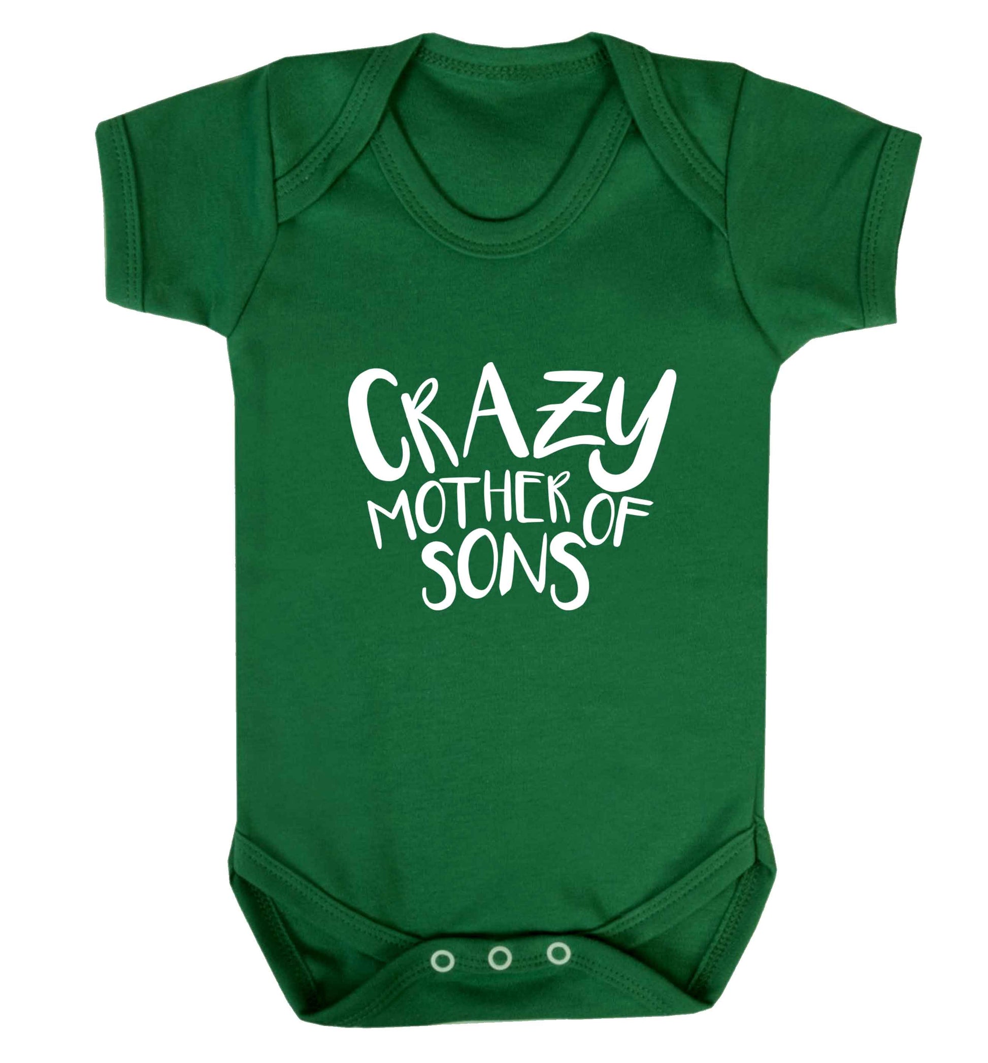 Crazy mother of sons baby vest green 18-24 months