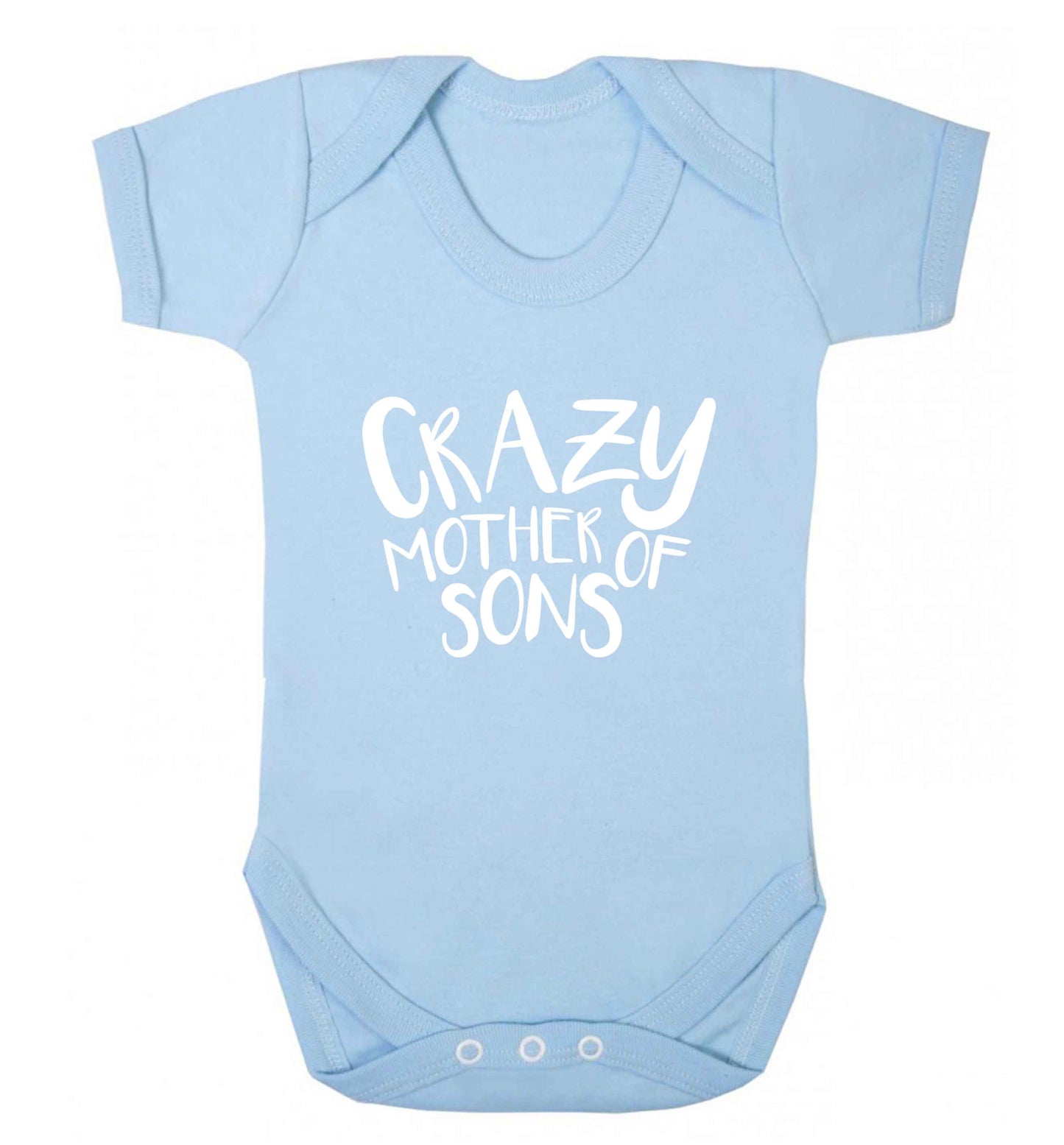 Crazy mother of sons baby vest pale blue 18-24 months