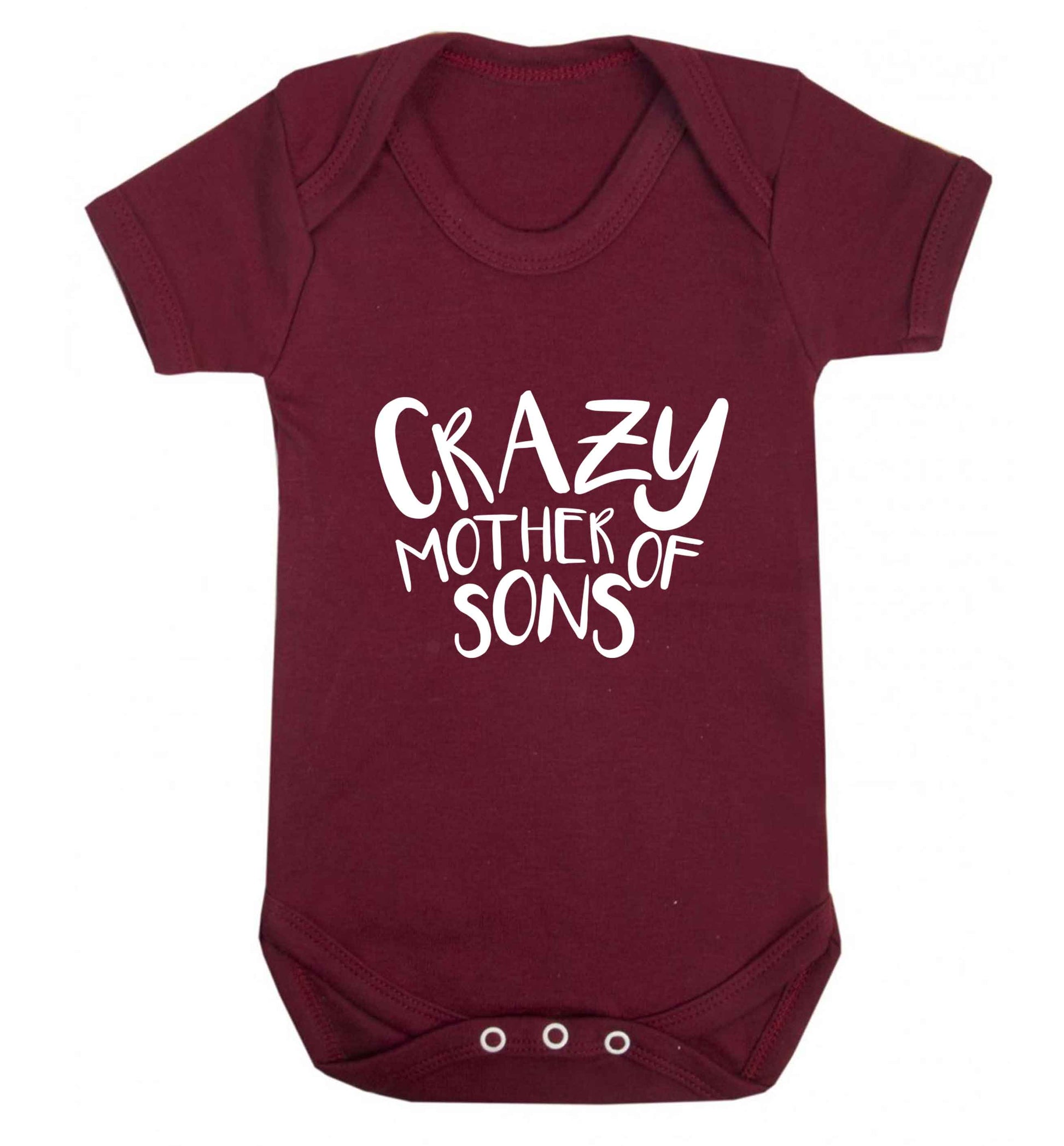 Crazy mother of sons baby vest maroon 18-24 months