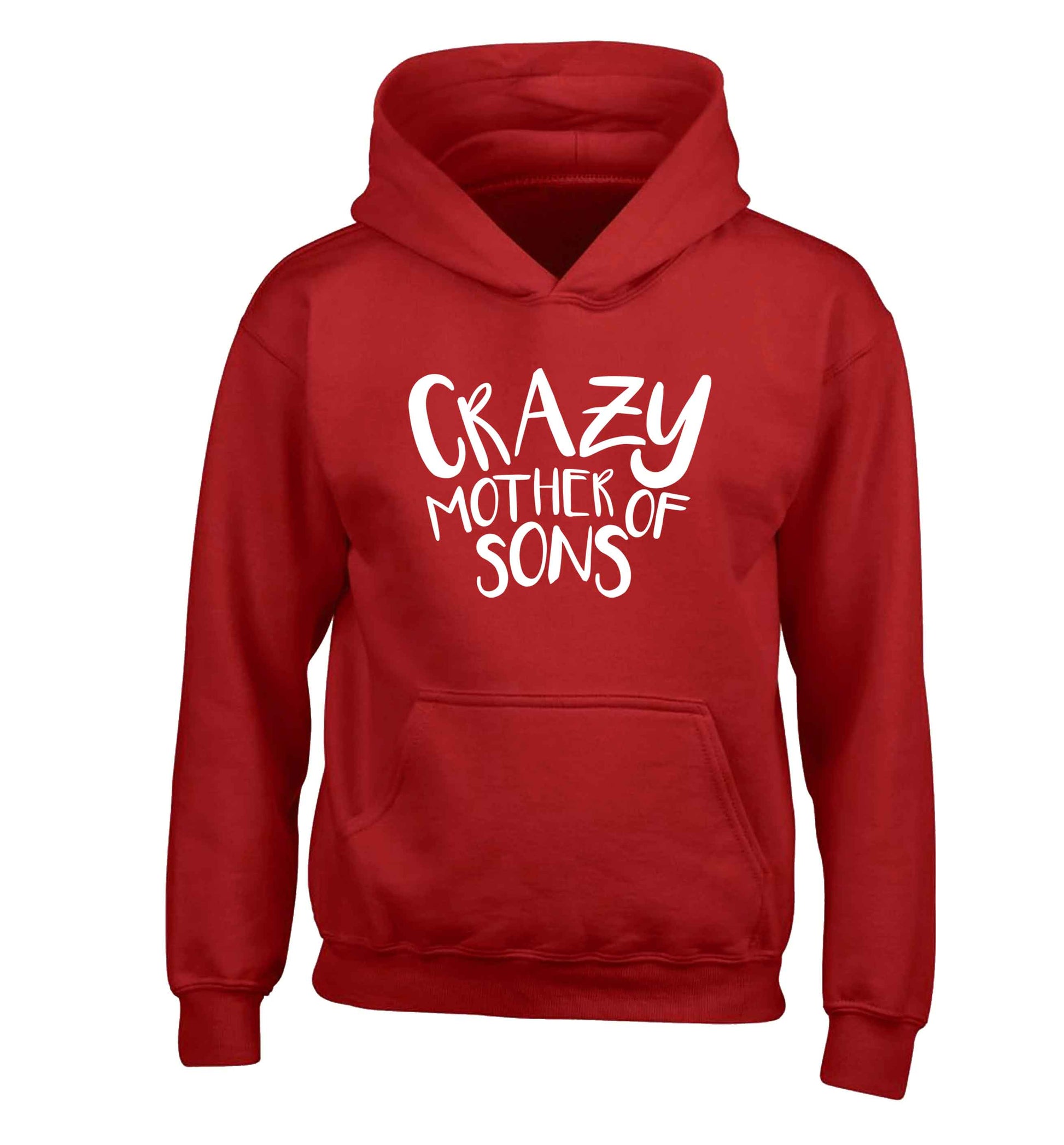 Crazy mother of sons children's red hoodie 12-13 Years