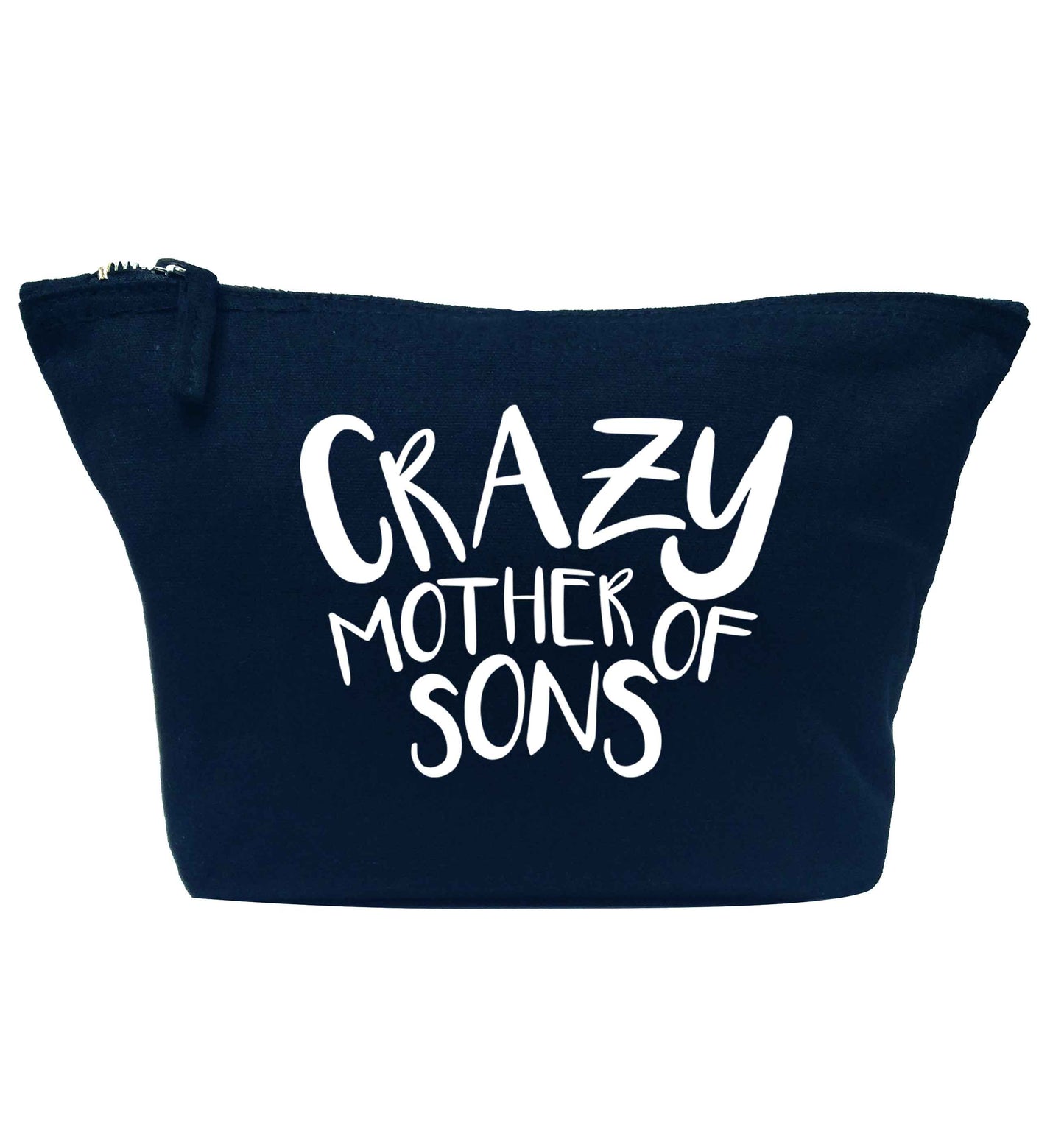 Crazy mother of sons navy makeup bag