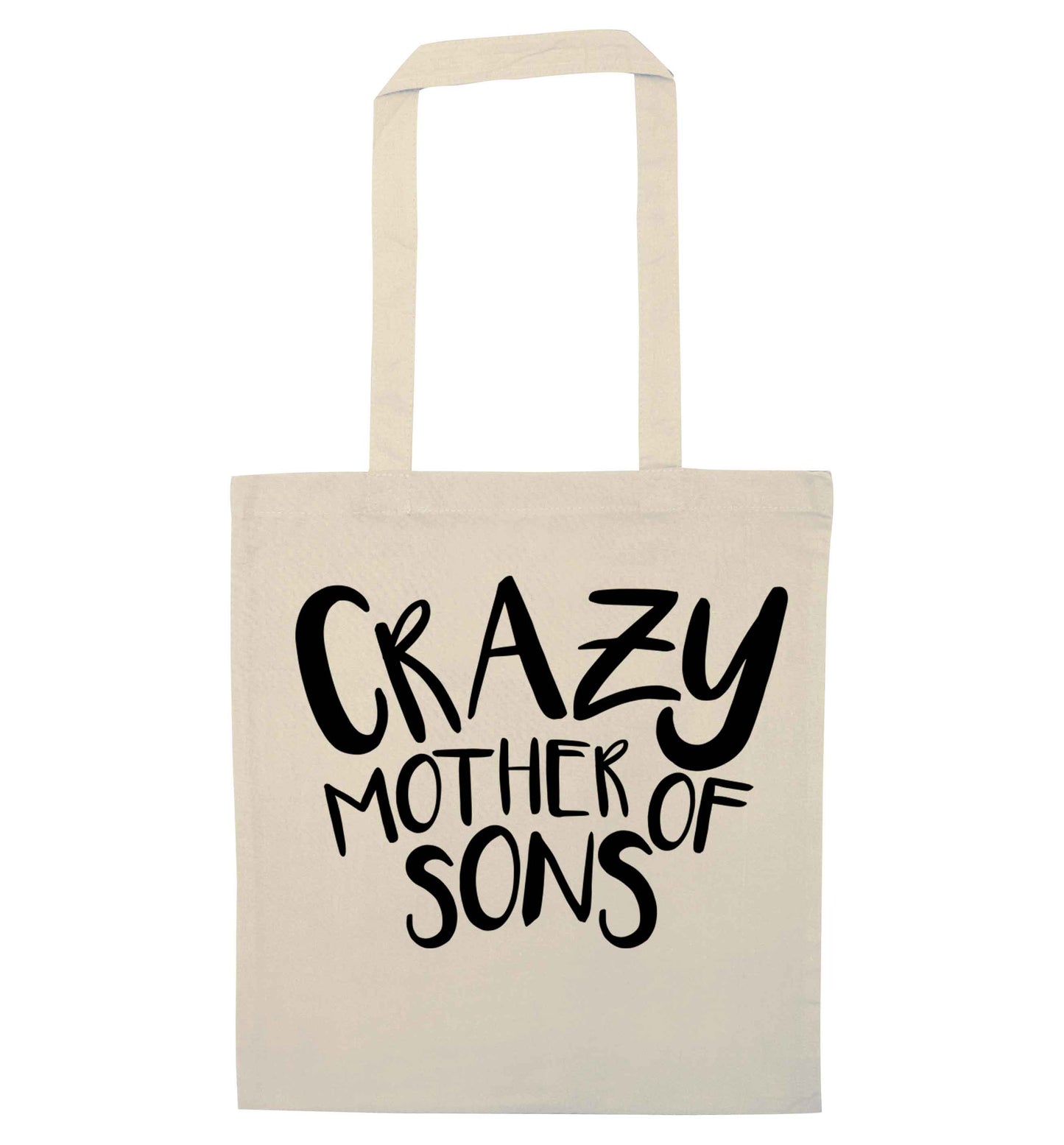 Crazy mother of sons natural tote bag