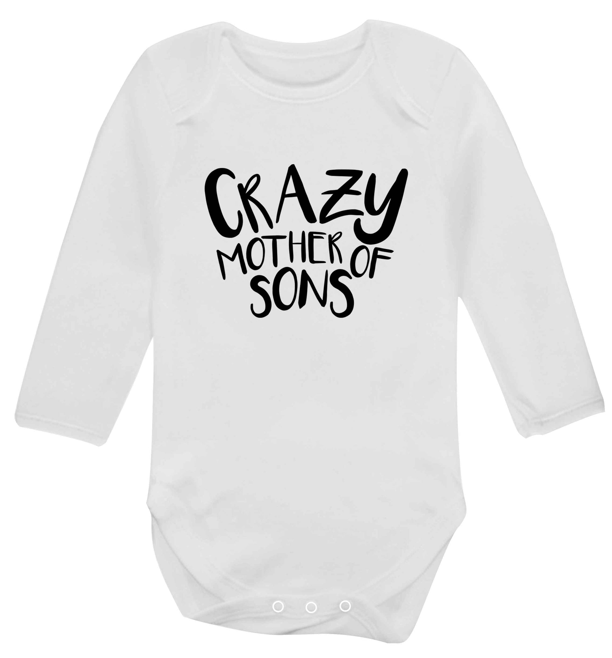 Crazy mother of sons baby vest long sleeved white 6-12 months