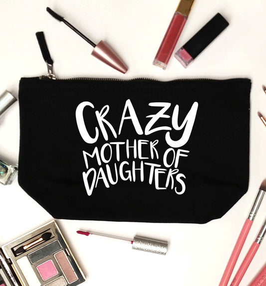 Crazy mother of daughters black makeup bag