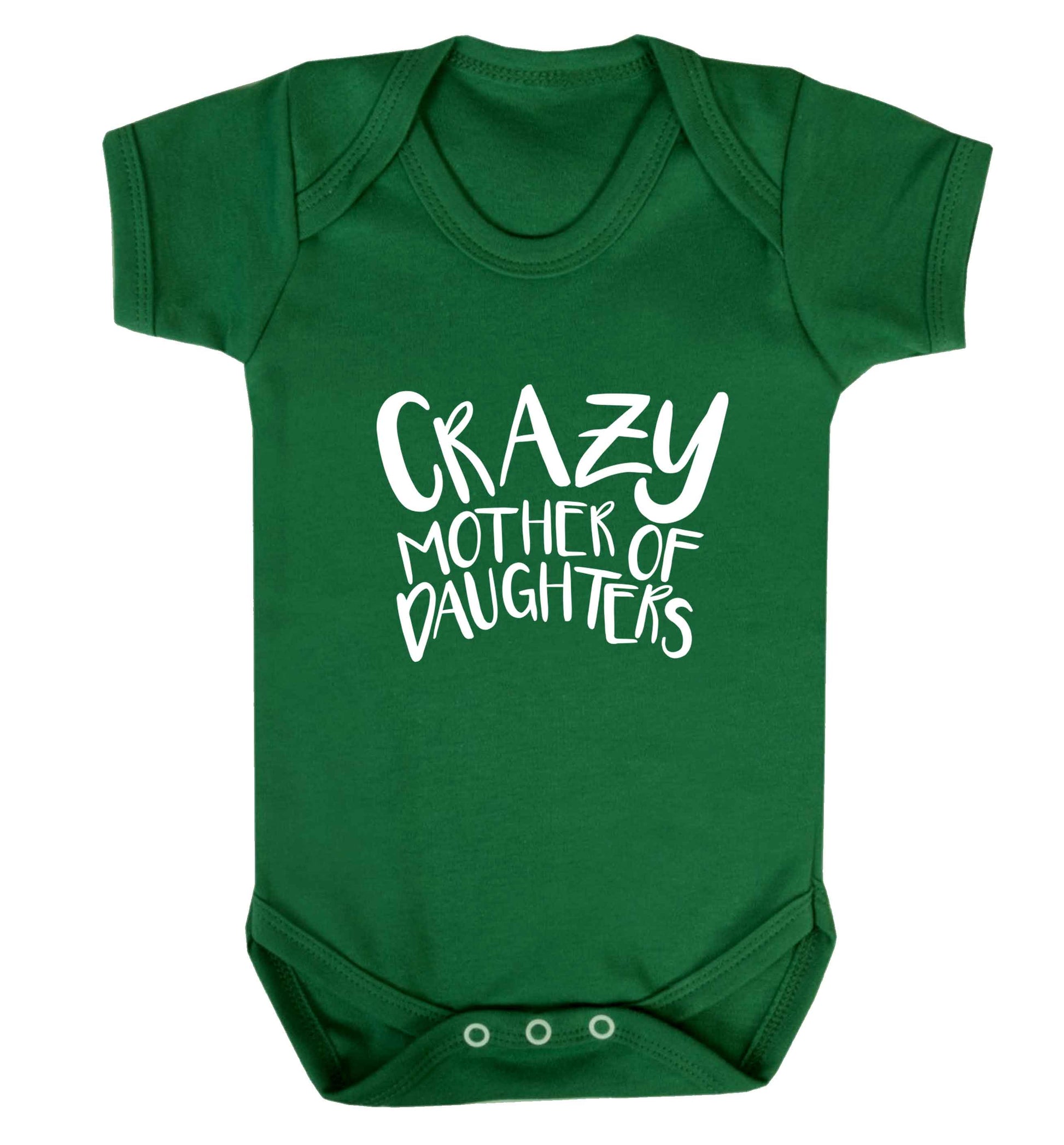 Crazy mother of daughters baby vest green 18-24 months