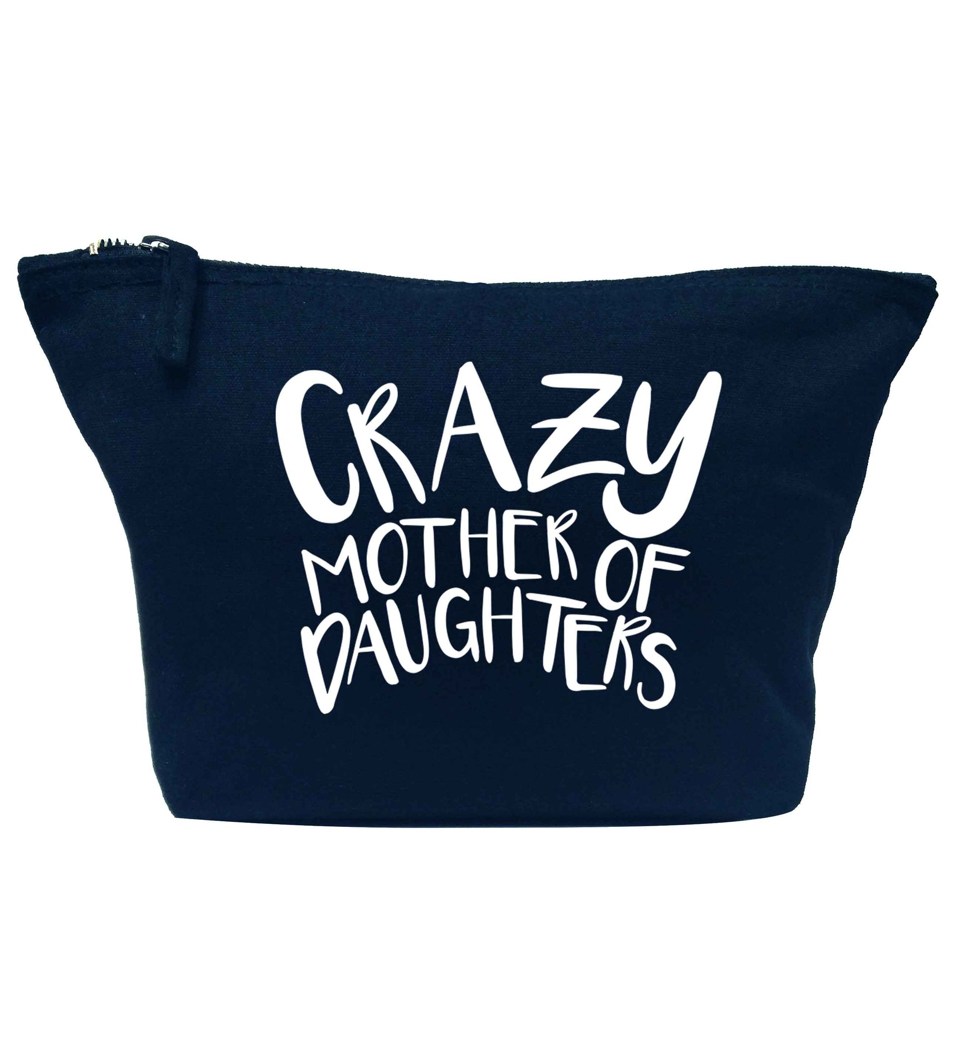 Crazy mother of daughters navy makeup bag