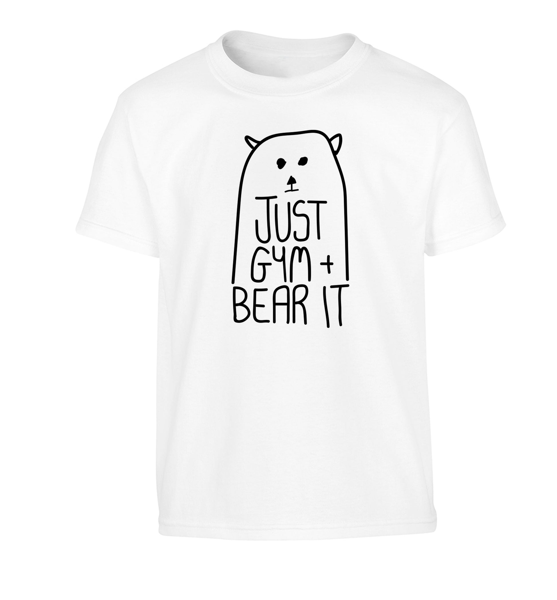 Just gym and bear it Children's white Tshirt 12-13 Years